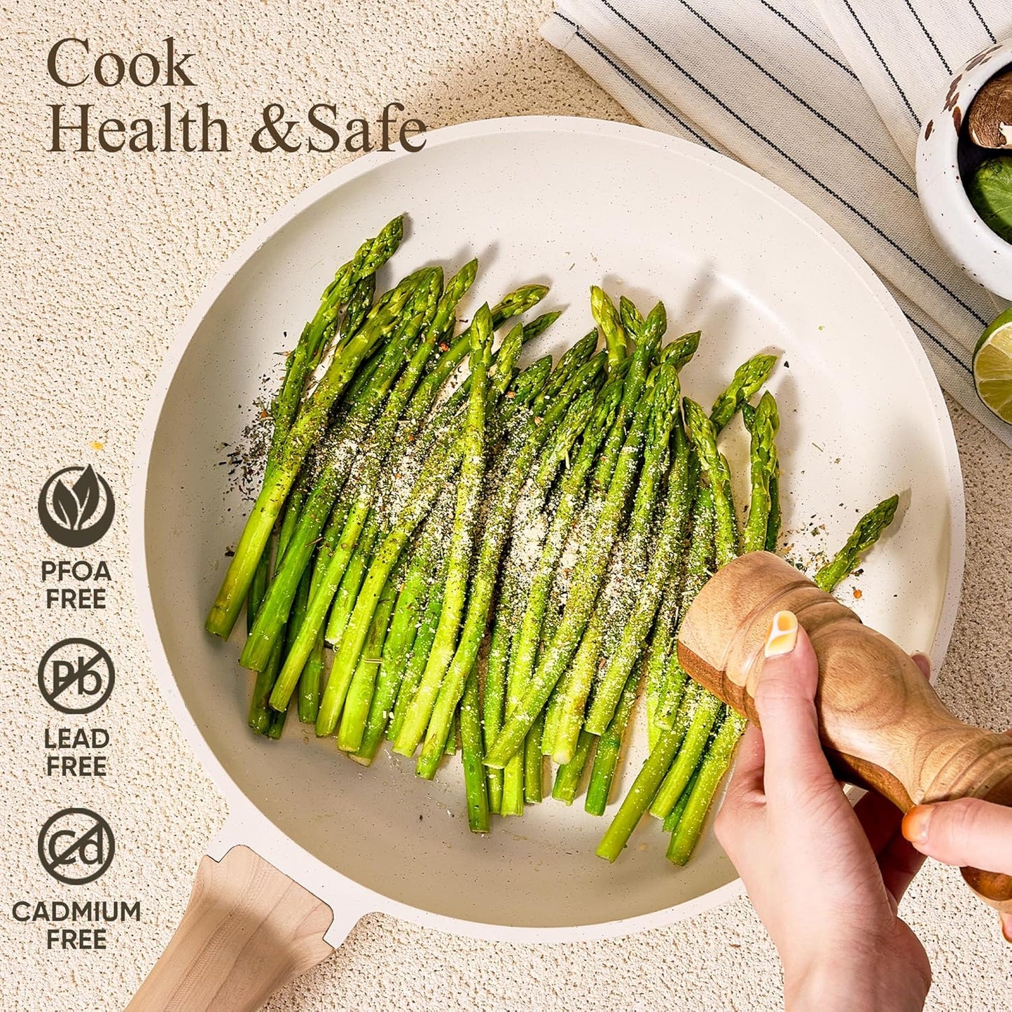 CAROTE 14 Pcs Pots and Pans Set Nonstick,Cookware Set Kitchen Cooking Set with Utensil and Pan Protectors