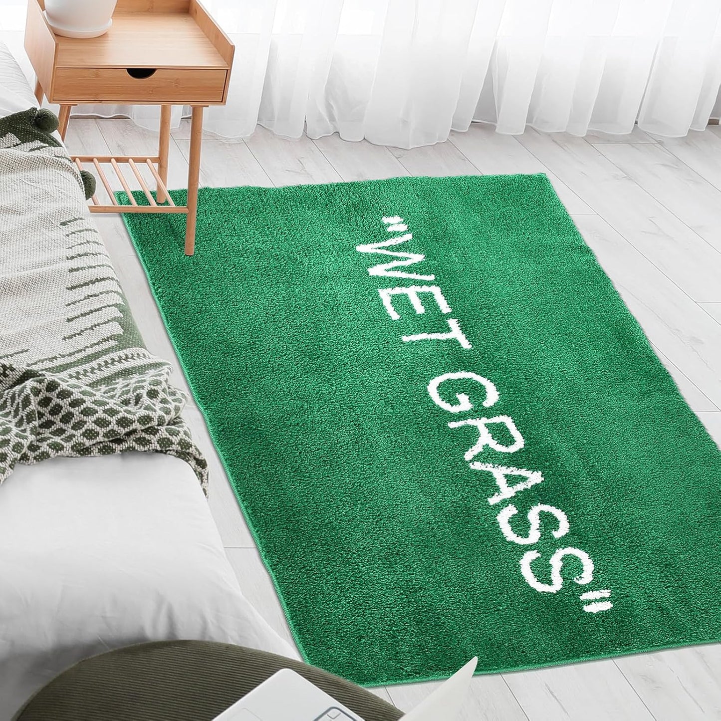 Wet Grass Rug for Bedroom-Non Slip Wet Grass Carpet for Living Room-Green Grass Rug is Machine Washable Home Floor Mat-Premium Area Rug for Home Decor [47.2 x 31.5]
