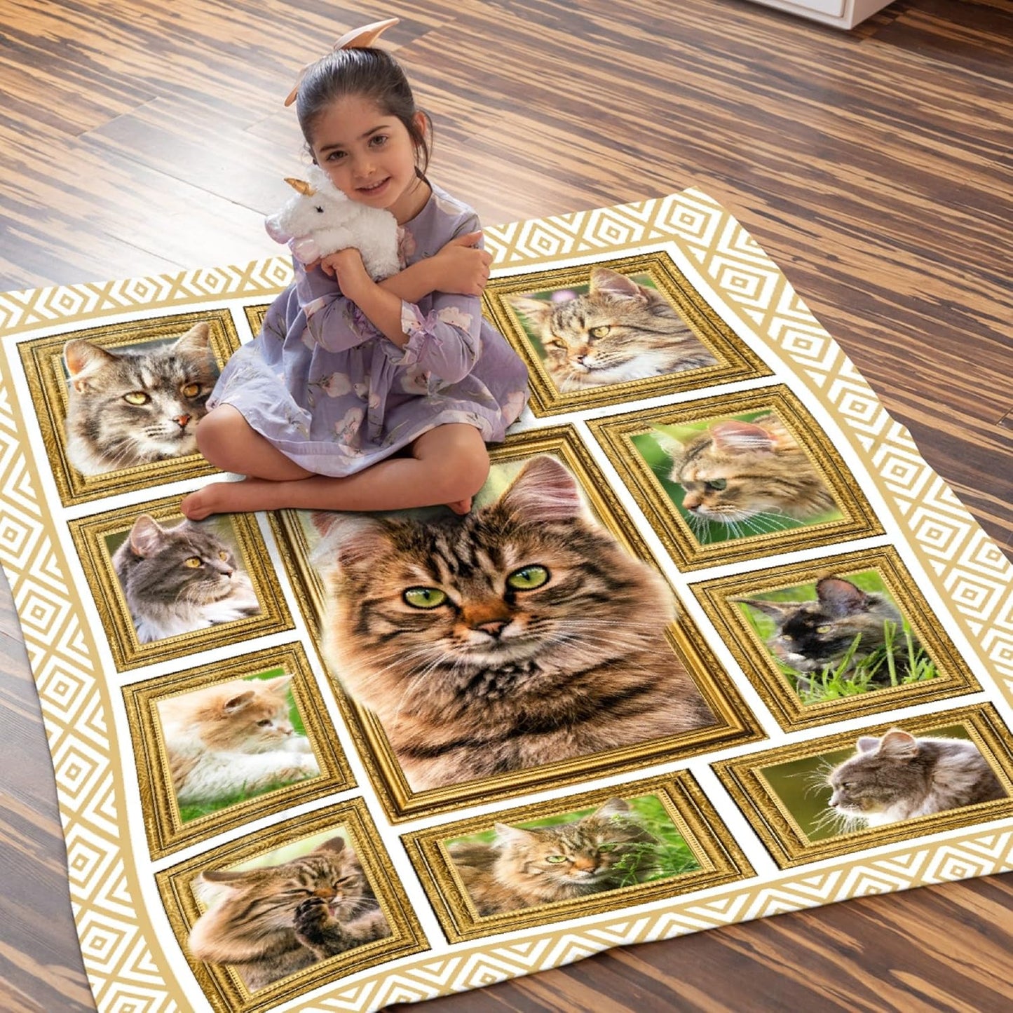 Maine Coon Cat Throw Blanket Super Soft Flannel Blanket Home Decor,Plush Fuzzy Cozy Lightweight Bed Quilt Blanket for Couch Bed Sofa All Season,40"x50"-Kids/Throw Size