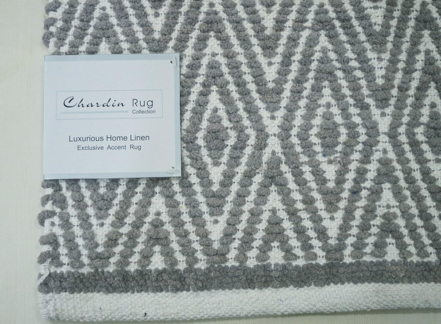 Chardin home 100% Cotton Diamond 3x5 Area Rug Fully Reversible, Machine Washable, Greyish Beige-White