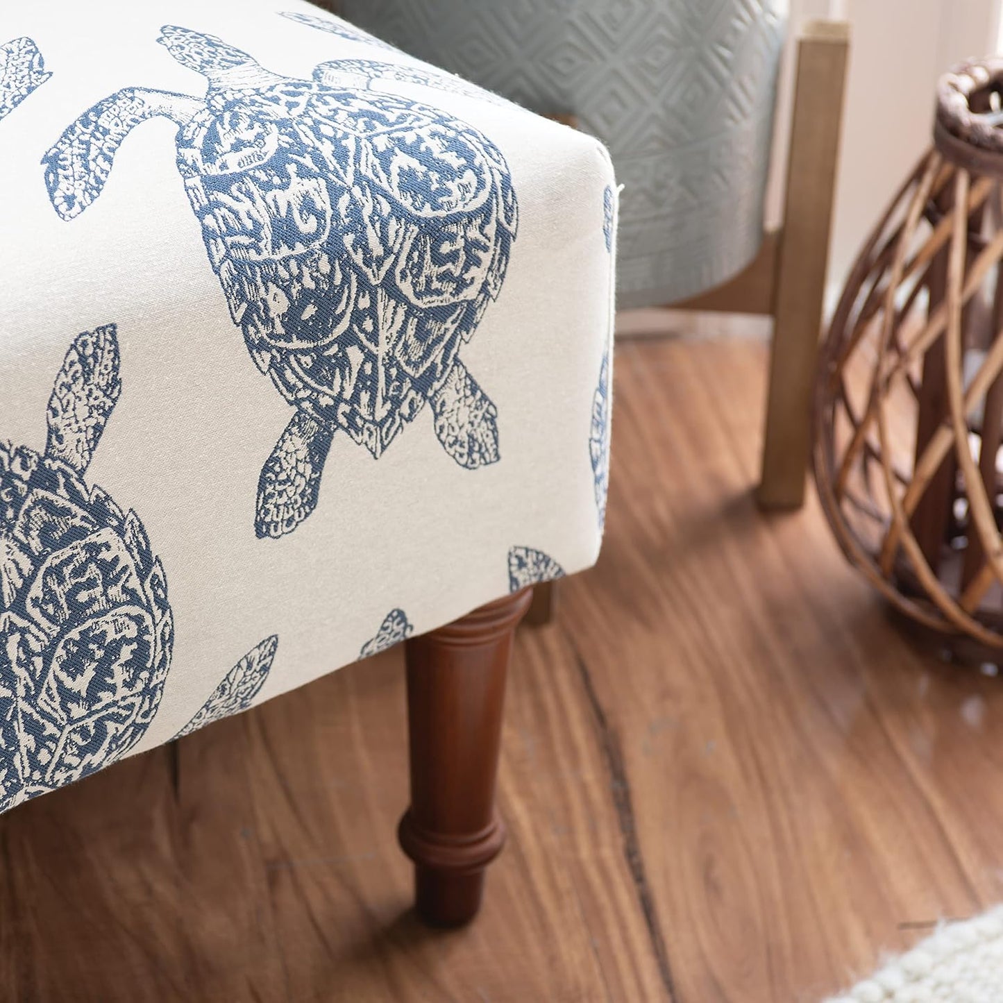 Powell Company Powell Markay Accent Chair, 25"W x 18.75"D x 35H, Ivory with Blue Sea Turtle Pattern, Traditional, Coastal, Upholstered, Armless, 275 lbs Max Weight, Indoor Use