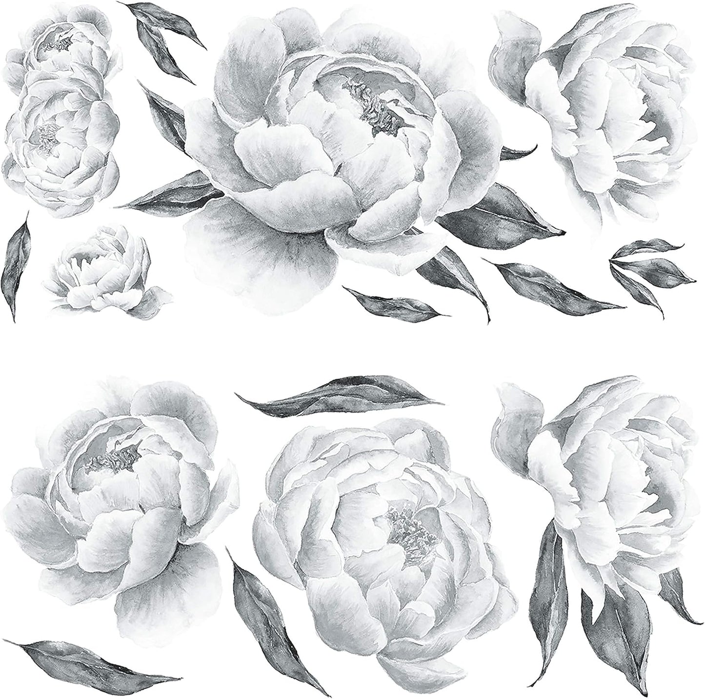 RoomMates RMK4413GM Black and White Peonies Giant Floral Peel and Stick Wall Decals