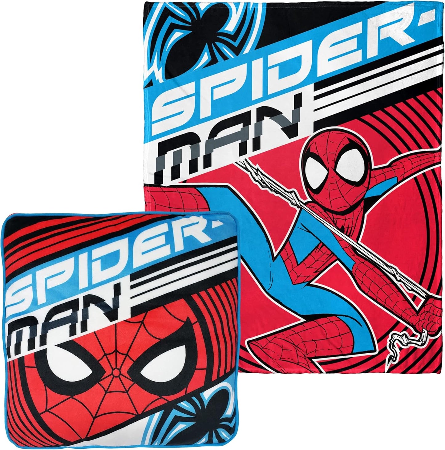 Northwest Spider-Man Cloud Stretch Pillow and Silk Touch Throw Blanket Set, 14" Pillow, 40" x 50" Blanket, Speedy Swing