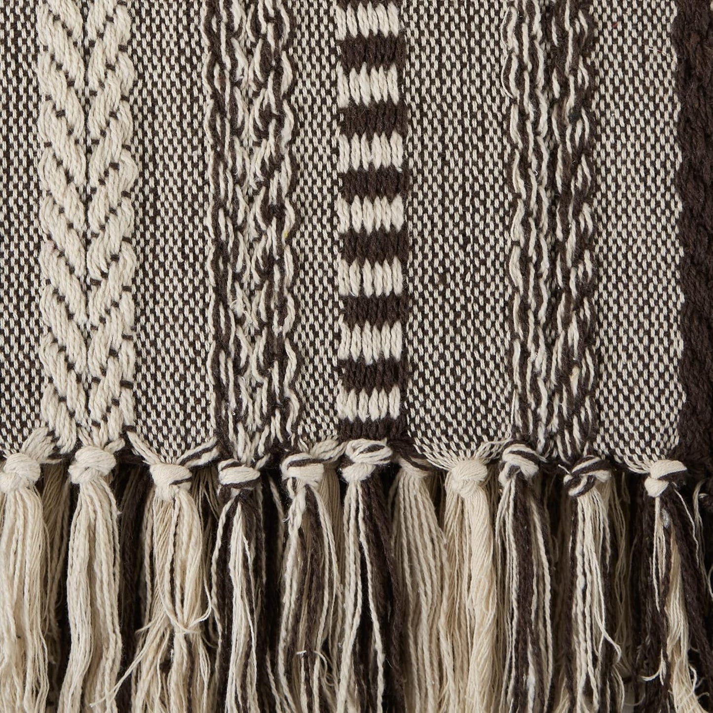 DII Braided Striped Decorative Throw Blanket, 50x60, Dark Brown
