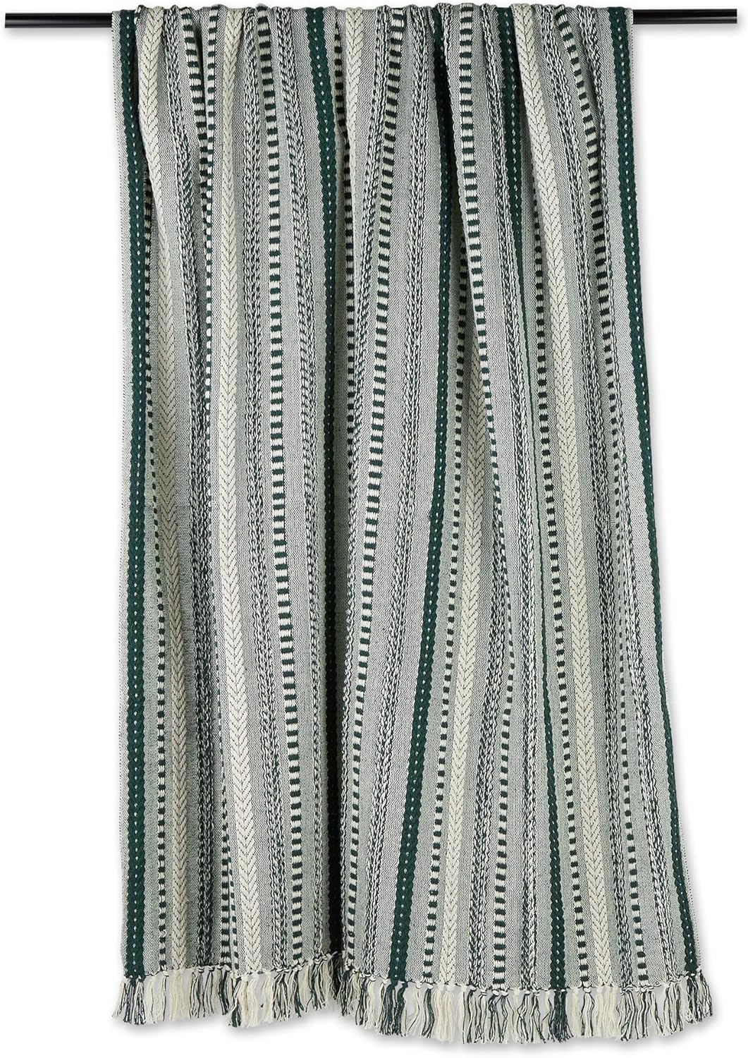 DII Braided Striped Decorative Throw Blanket, 50x60, Dark Green