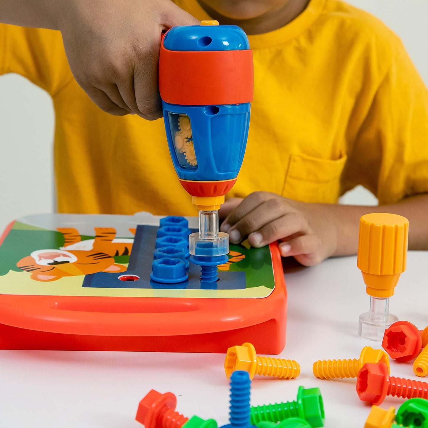 Educational Insights Design & Drill ABCs & 123s - Building Construction Toys for Toddlers, Kids Tool Set with Drill Toy, Preschool Learning Activities, Toddler STEM Toys for 3+ Year Old