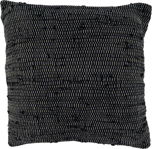 SARO LIFESTYLE Noir Collection Chindi Throw Pillow with Down Filling, 22", Black