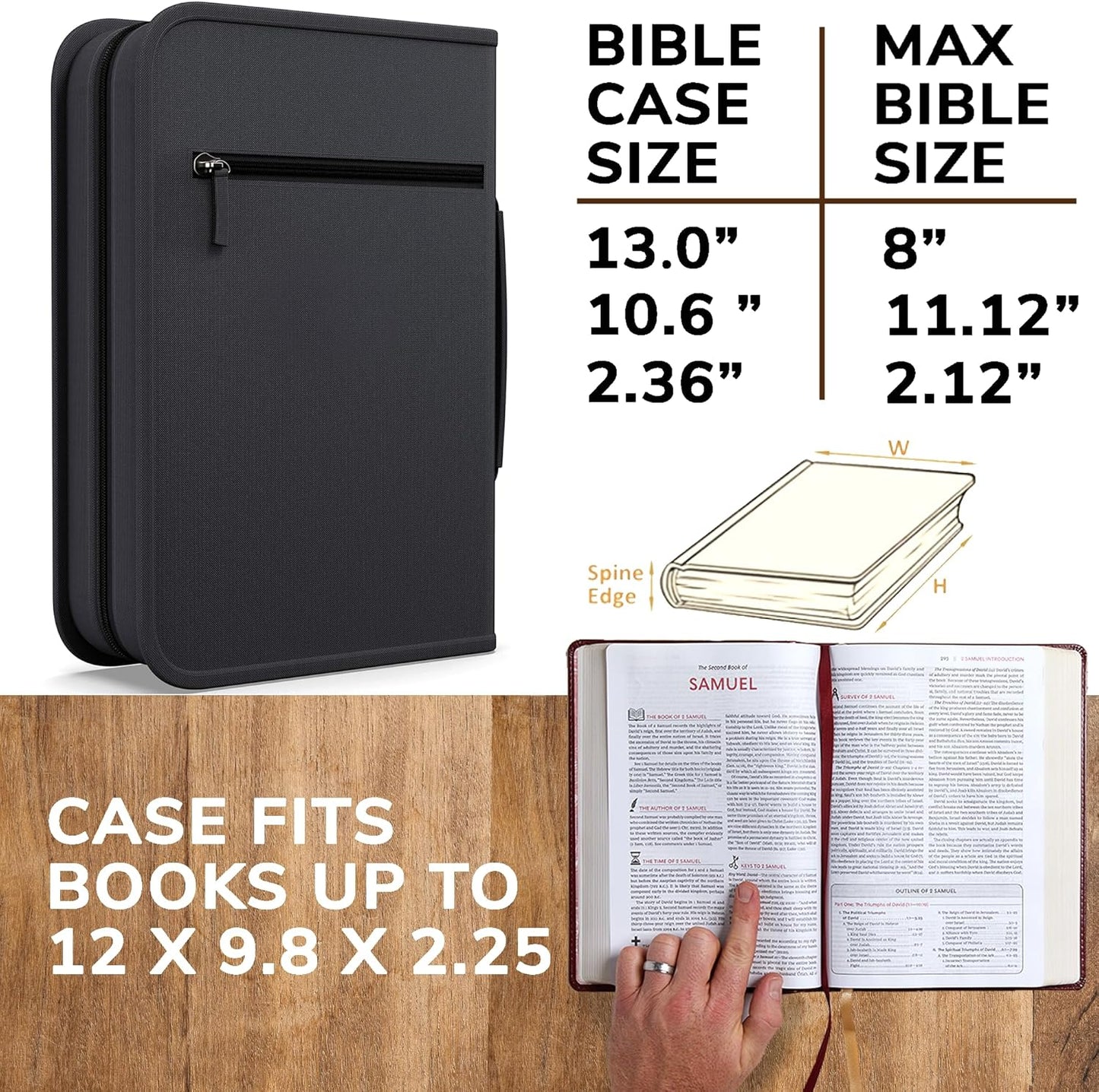 DEHITE Bible Cover Case for Men and Women — Bible Cover for Men and Women — Premium Bible Carrying Bag with Pen Slots — Available in Medium & Large Sizes