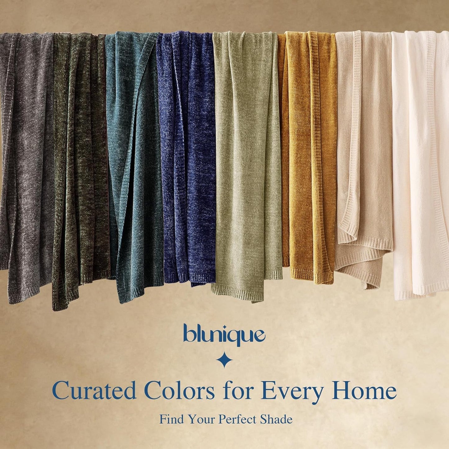 Chenille Throw Blanket for Couch, Cozy Soft Blanket Lightweight Decorative Throw for Living Room Sofa Chair, Stylish Home Decor, Ideal for Gifting, Beige 50"x60"