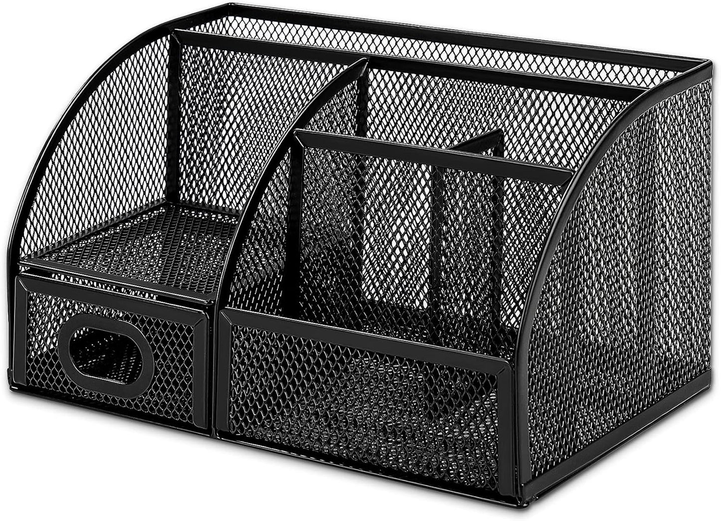 Amazon Basics Pen Holder and Desk Organizer, Office Supplies Storage Caddy, 9.1" x 5.9" x 5.5", Black