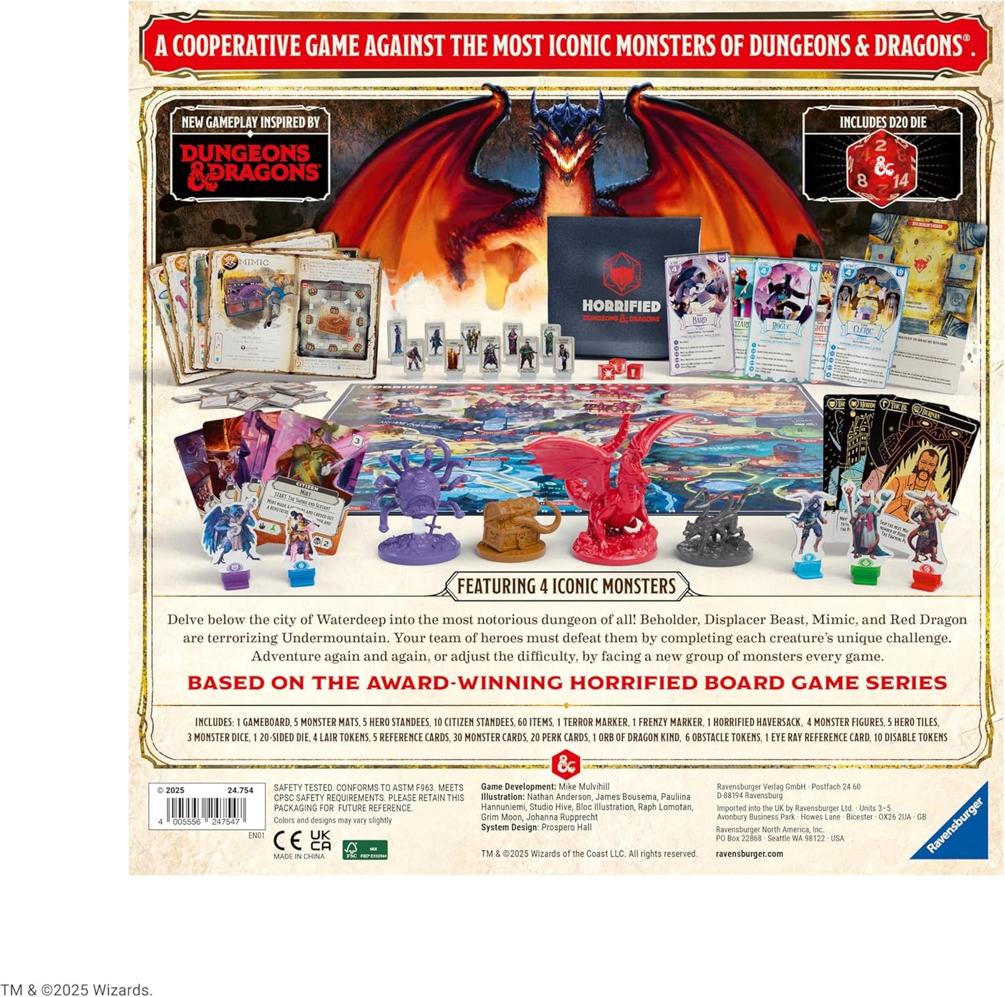 Ravensburger Horrified Games – Dungeons & Dragons – Strategy Board Game – Boost Critical Thinking & Teamwork – Cooperative Gameplay – Unique Monster Challenges – 1 to 5 Players – Adults & Kids 10+