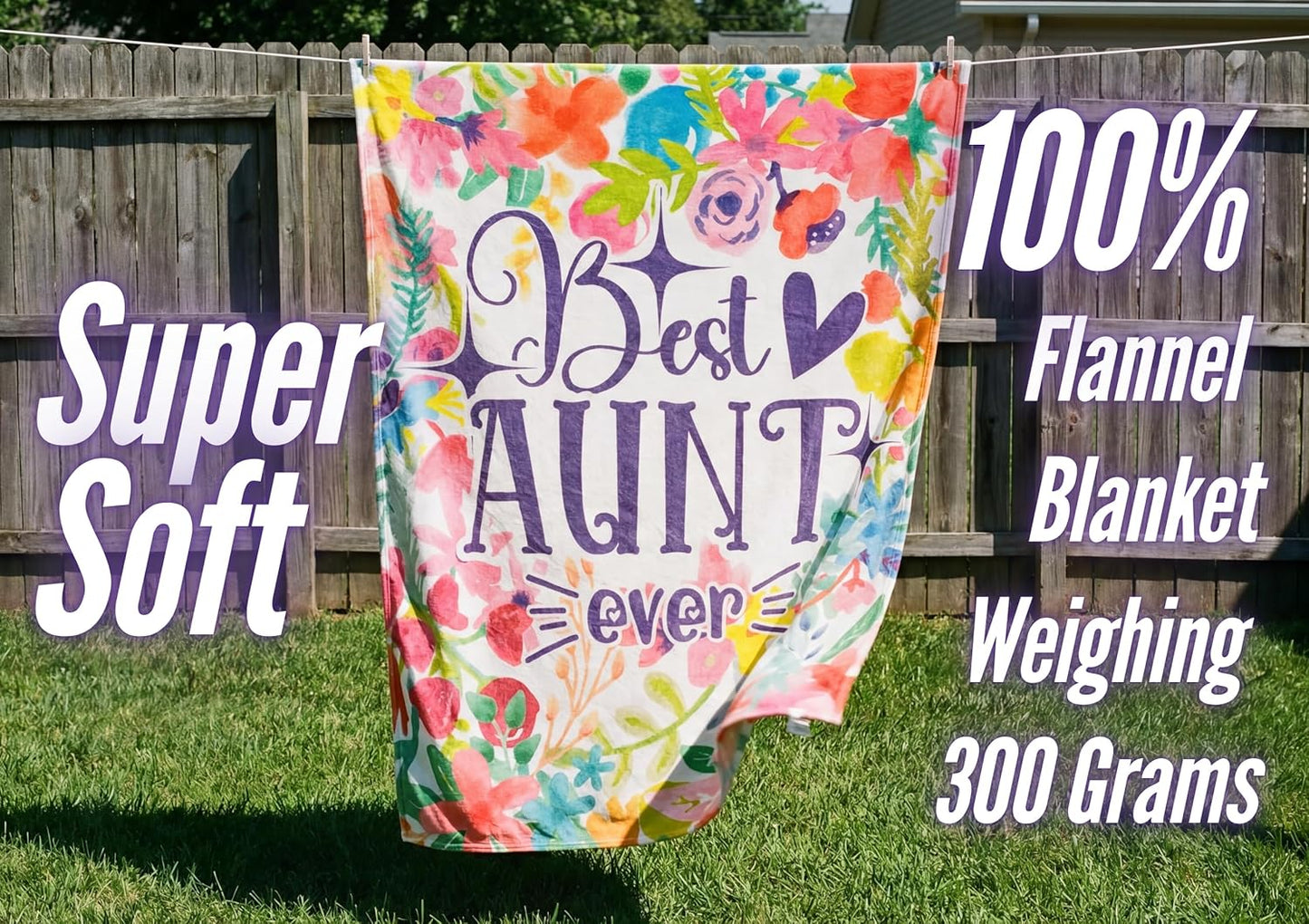 Aunt Gifts for Women, Gifts for Aunt, Flannel Throw Blankets on Mother's Day, Christmas, Birthday, 50" x 65", Flower