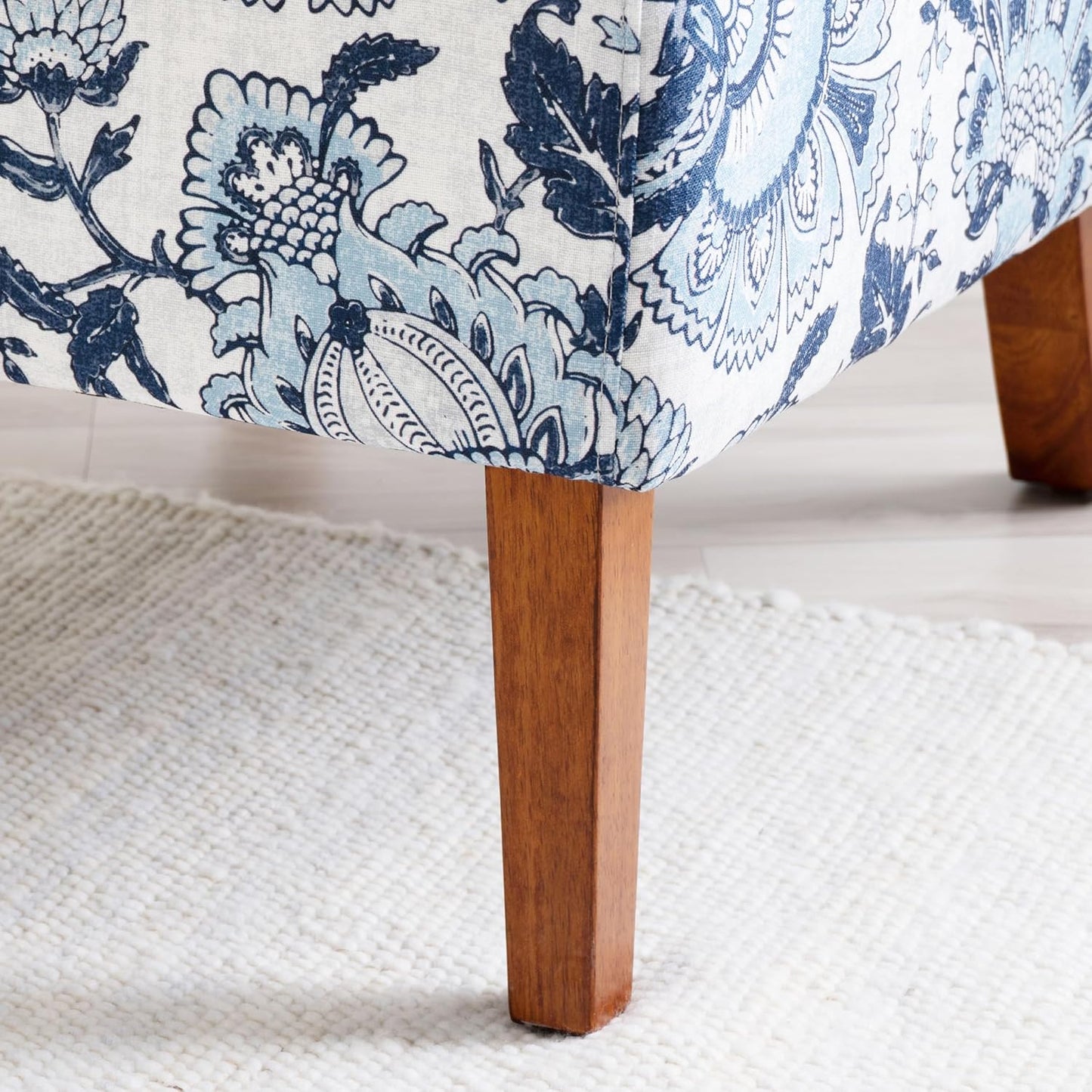 Linon Lily Blue and White Floral Paisley Upholstered Accent Chair