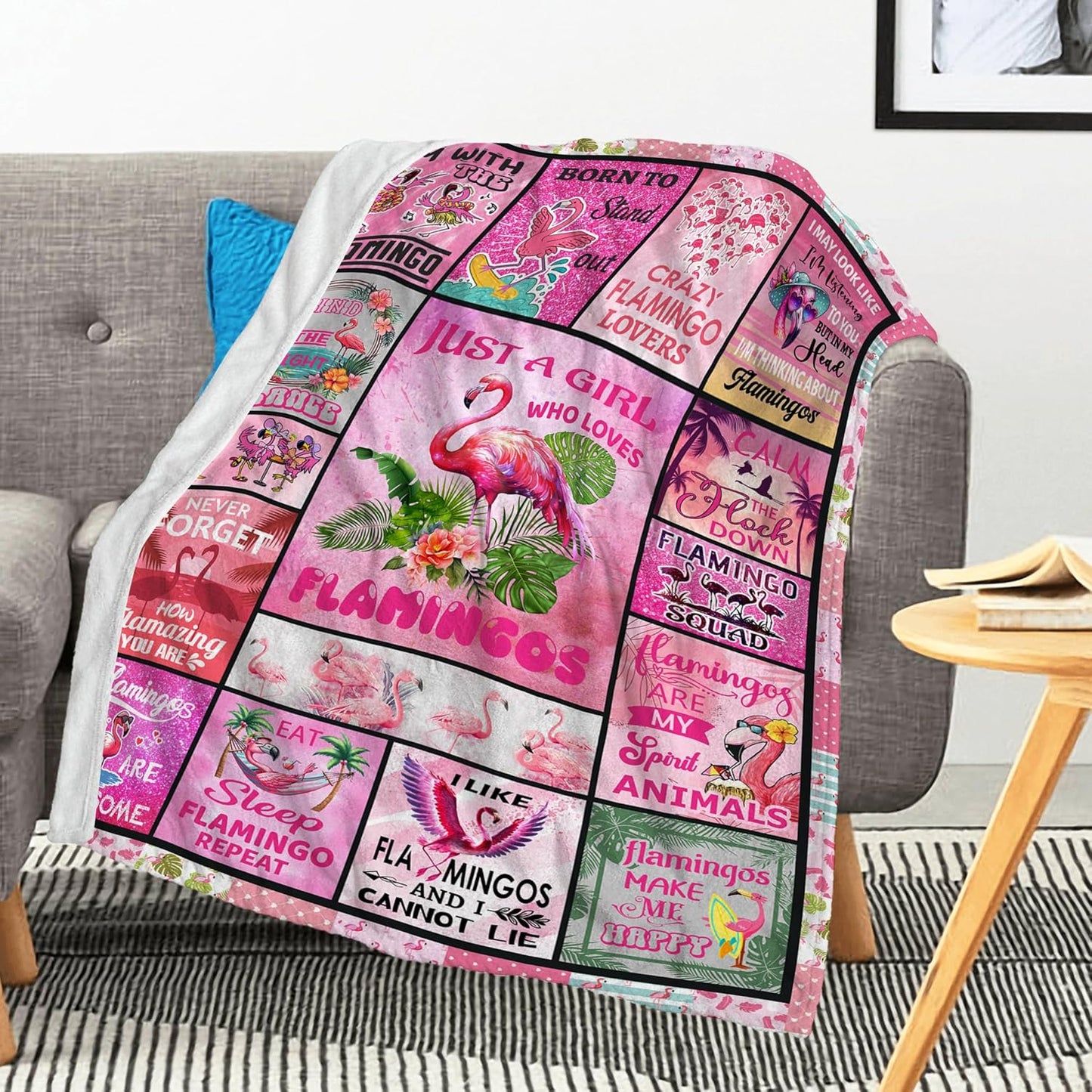 Flamingo Blanket Gifts for Women Girls Flamingo Lovers Stuff Birthday Gifts Decor Soft Flannel Throw Blanket 50" x 40"