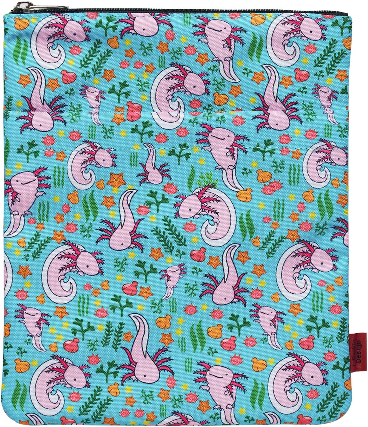 Axolotl Gifts Book Sleeve with Zipper and Front Pocket, Book Covers for Paperback, 11 x 8.5 Inch, Book Lovers Gifts
