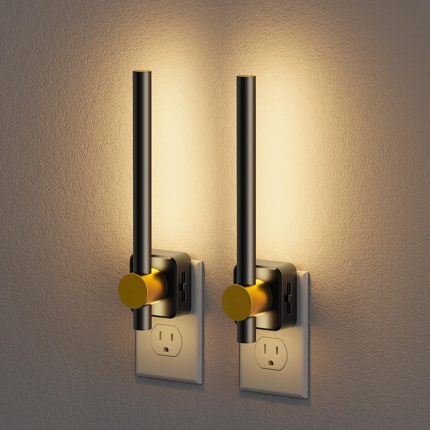 JandCase Night Lights Plug into Wall,0-200LM Dimmable LED Nightlights, 2 Pack Soft White 3000K Vanity Night Light With Auto Light Sensor for Bathroom Dressing Room