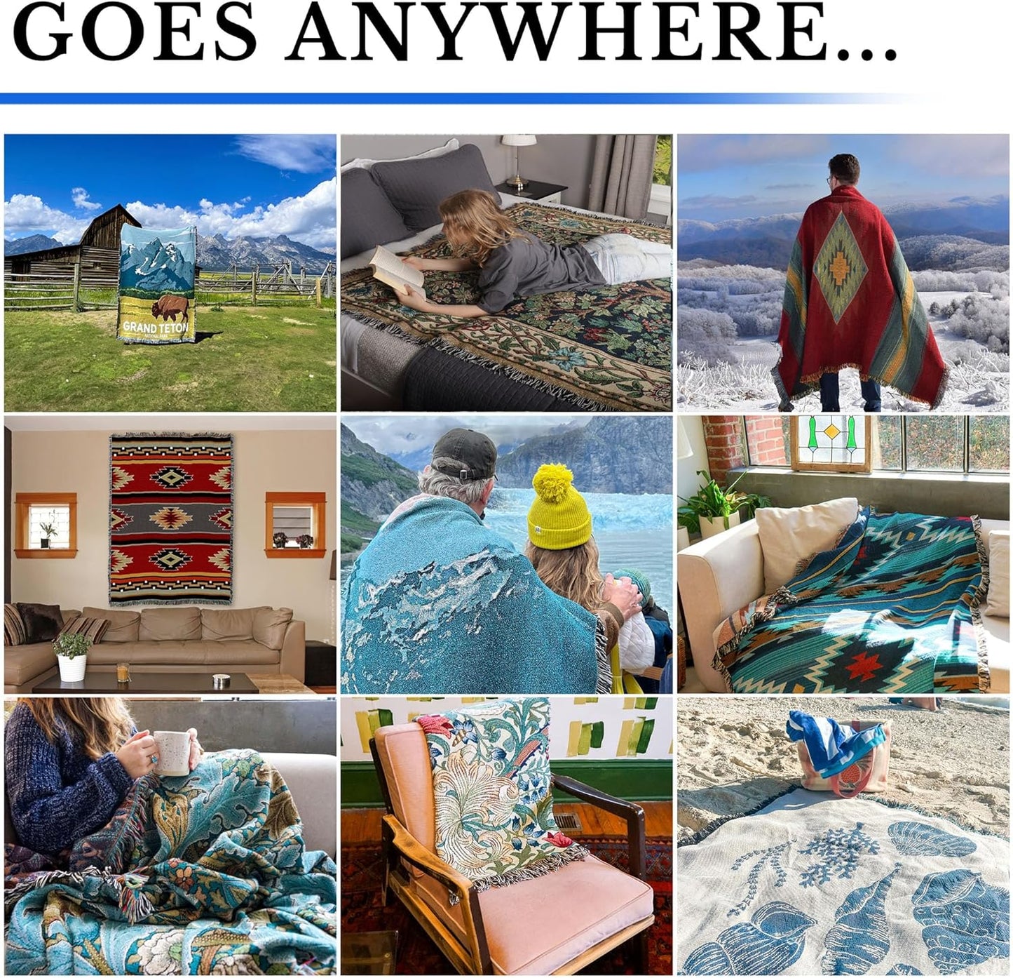 Pure Country Weavers Kaibab Blanket XL - Southwest Native American Inspired - Gift Tapestry Throw Woven from Cotton - Made in The USA (82x62)