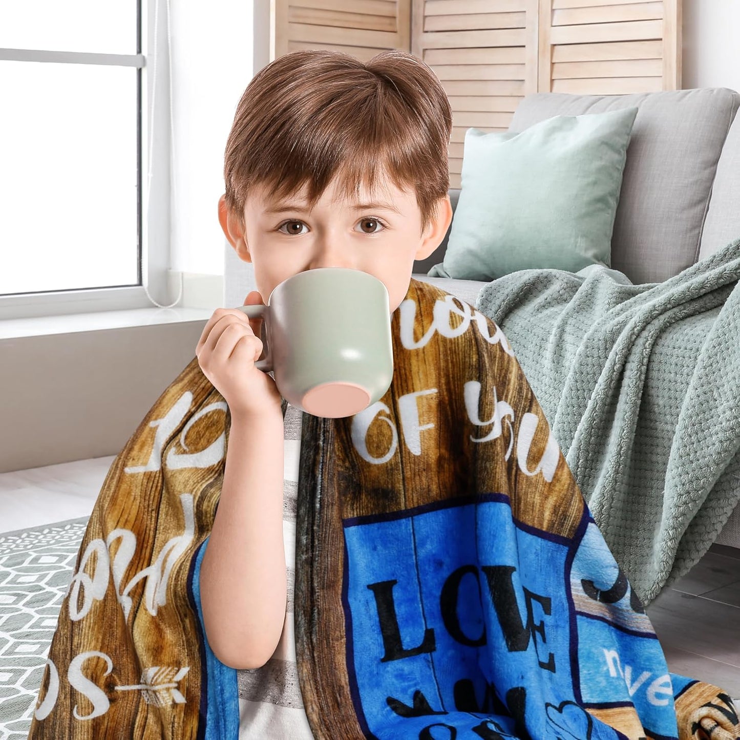 Gifts for Son Blanket 60"X 50" Son Birthday Gifts from Mom Dad, to My Son Gifts Fleece Soft Throw Blankets, Gifts Ideas for Adult Son Wedding Graduation (Blue, 50 x 60 Inch)