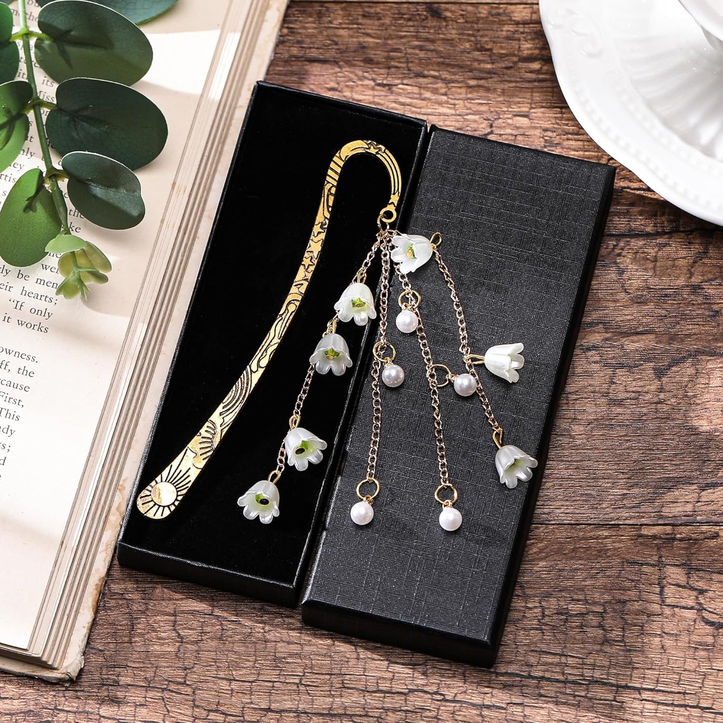 Flower Metal Bookmark Gifts - Charm Gold Floral Book Marks Y2k Beads Aesthetic Page Marker Reading Lovers Women Girls Bookish Friends Birthday Students Teachers School Office Accessories