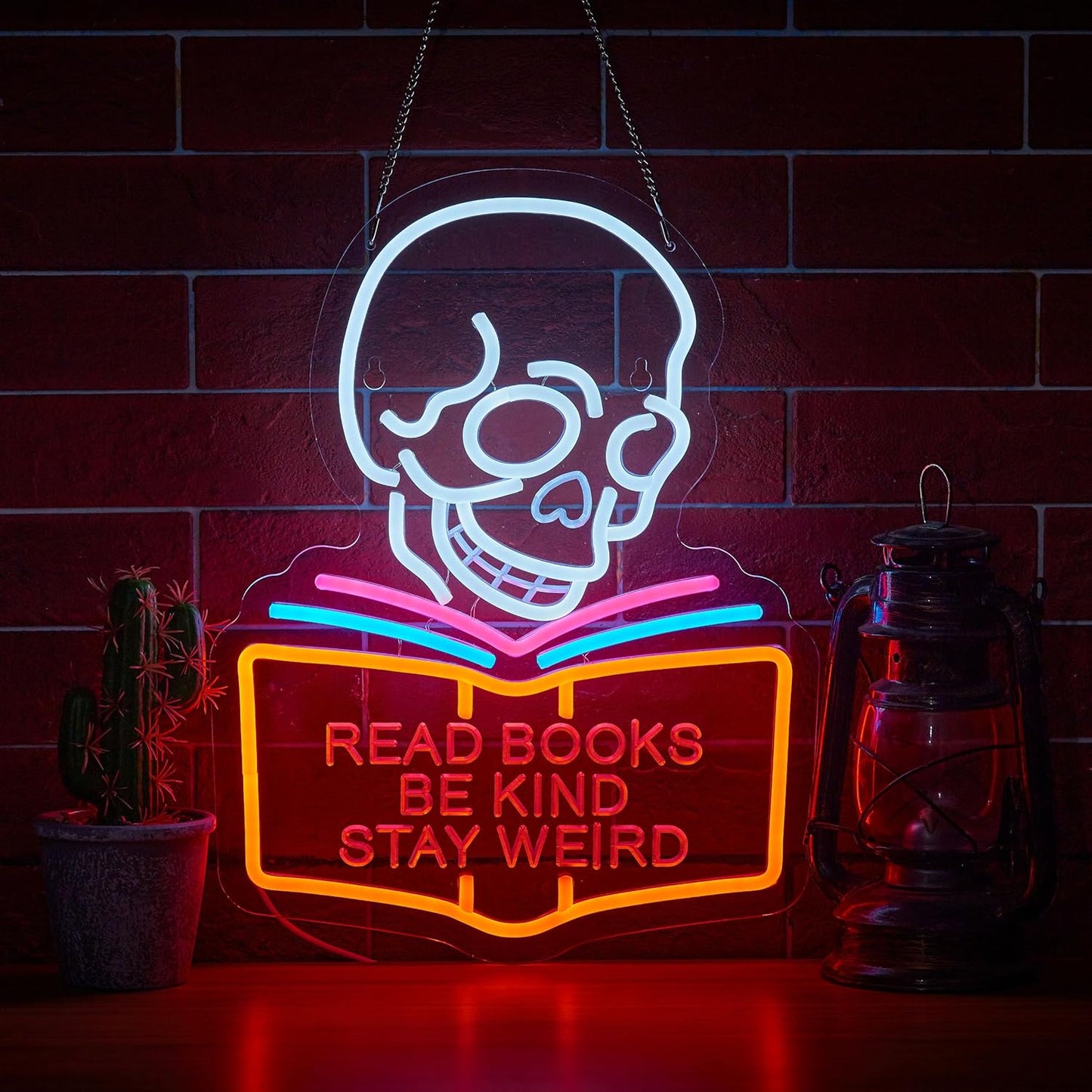 Read Books Be Kind Stay Weird Neon Sign for Wall Décor Dimmable Read Books Neon Sign LED Light Decor