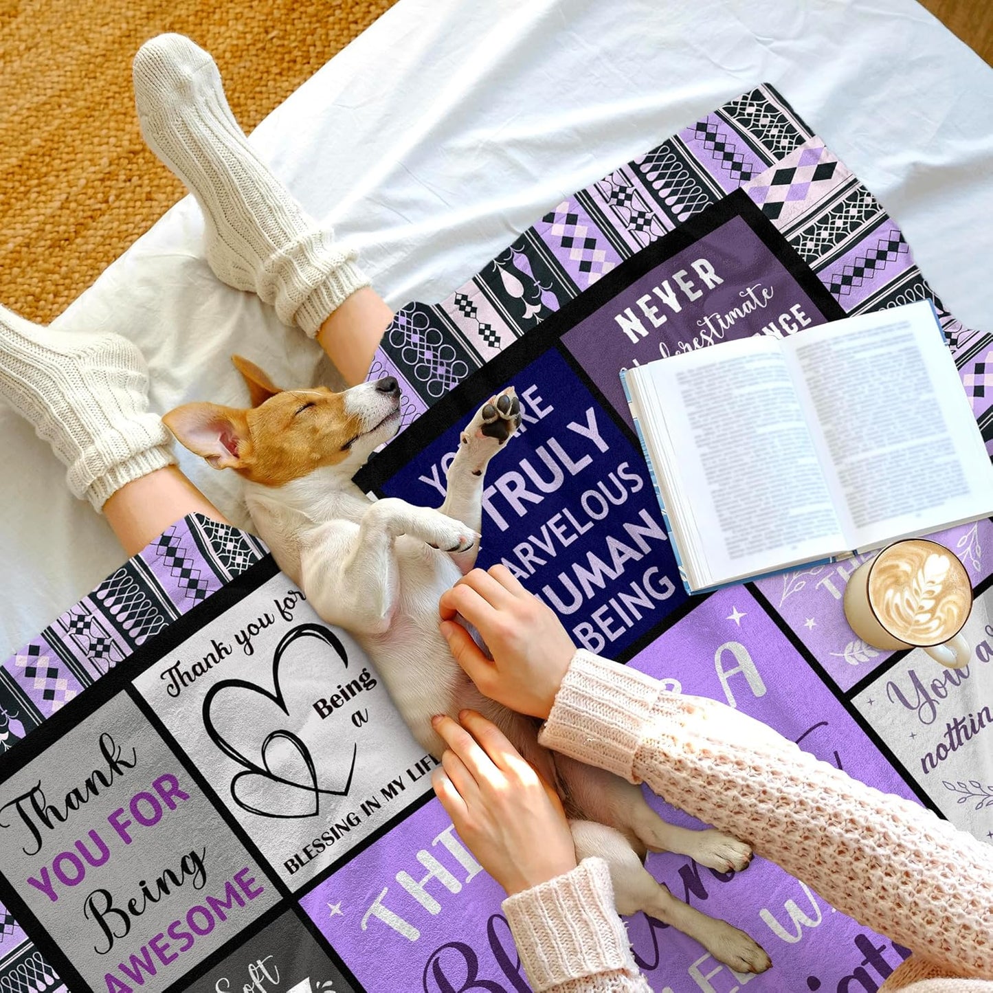 Thank You Gifts for Women Coworkers Boss Friends Teacher, Appreciation Gifts for Employees Nurse Neighbors Volunteer, Inspirational Gifts for Women, Soft & Cozy Purple Throw Blanket 60"x50"