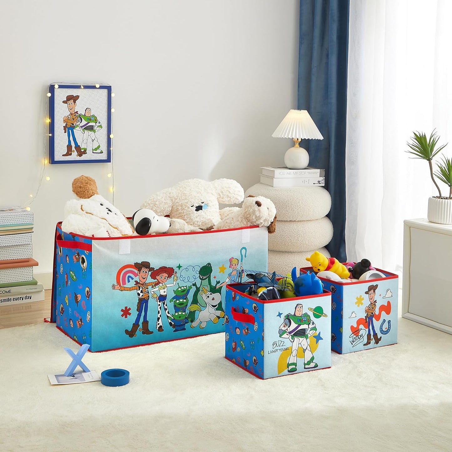 Disney Pixar Toy Story Collapsible Storage Trunk with Lid,Large Durable Kids Toy Box Organizer for Bedroom &Playroom,28.5"x14.5"x16"