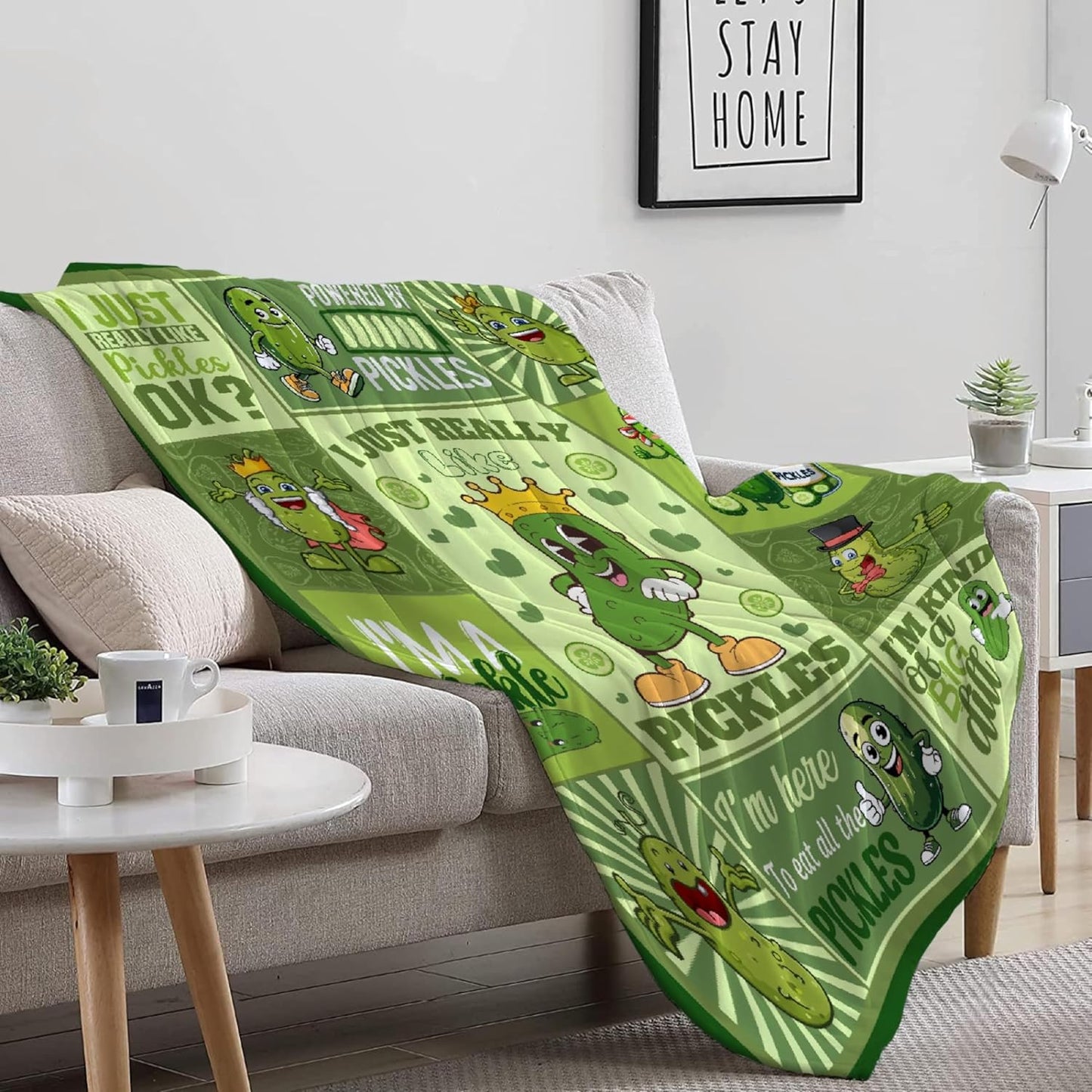 Pickle Blanket, Funny Pickle Gifts for Kids, I Just Really Like Pickles Themed Flannel Blankets, Soft Cozy Lightweight Throw Gifts for Pickle Lover Women Girls Boys 40x50 Inch for Kid