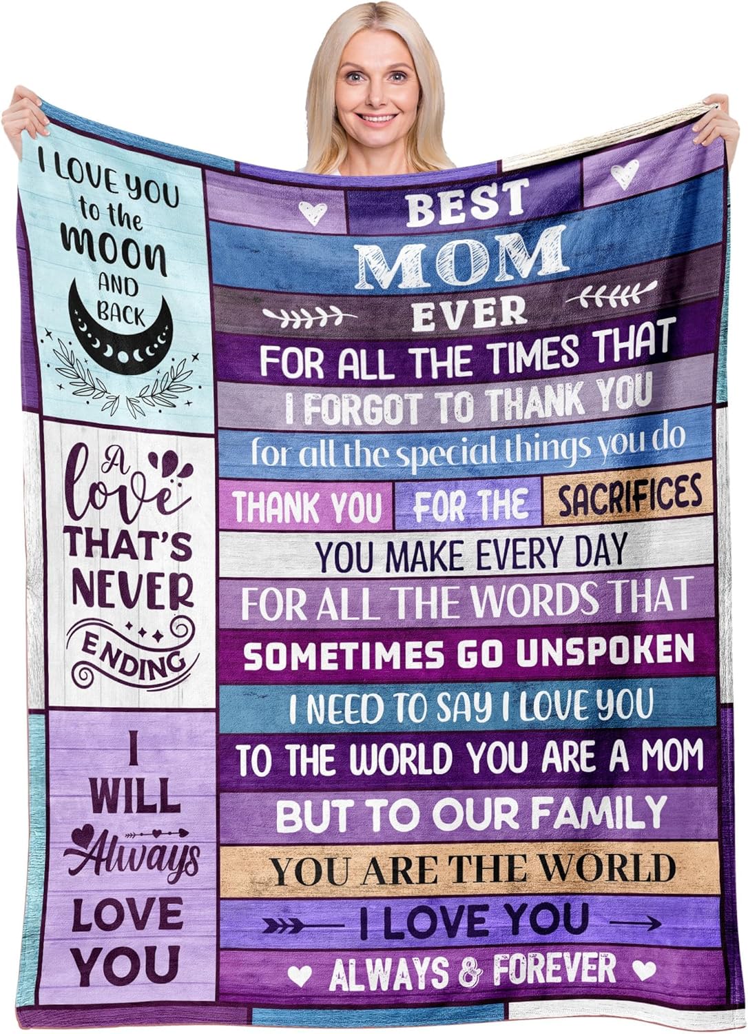 Mothers Day Blanket for Moms, Gifts for Mom, Mom Mothers Day Birthday Gifts from Daughter Son, Best Mommy Ever Present, Mother Valentines Christmas Birthday Present, Mama Mommy Blanket 60"x80"