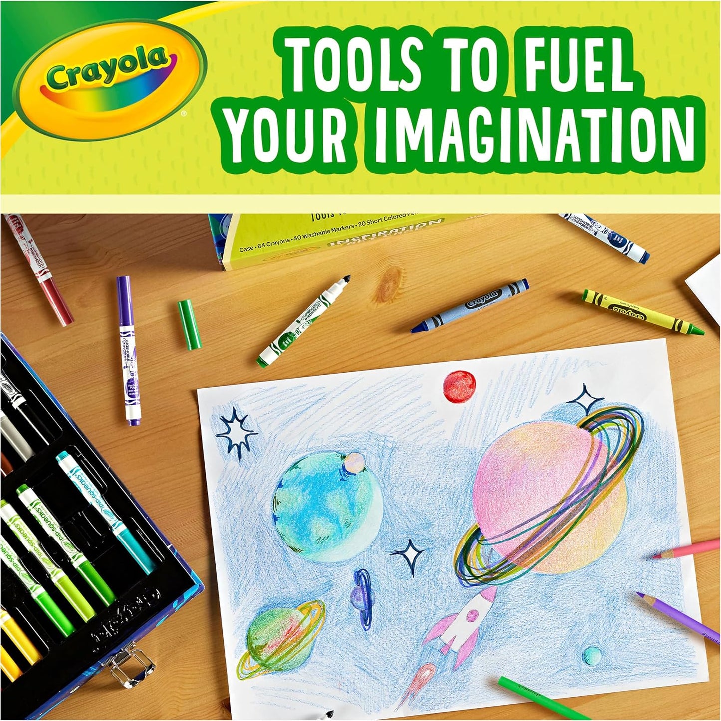 Crayola Inspiration Art Case Space Coloring Set (140pcs), Essential Easter Basket Stuffers, Art Kit for Kids, Crayons, Markers, Pencils, Easter Gifts for Kids, Ages 5+ [Amazon Exclusive]