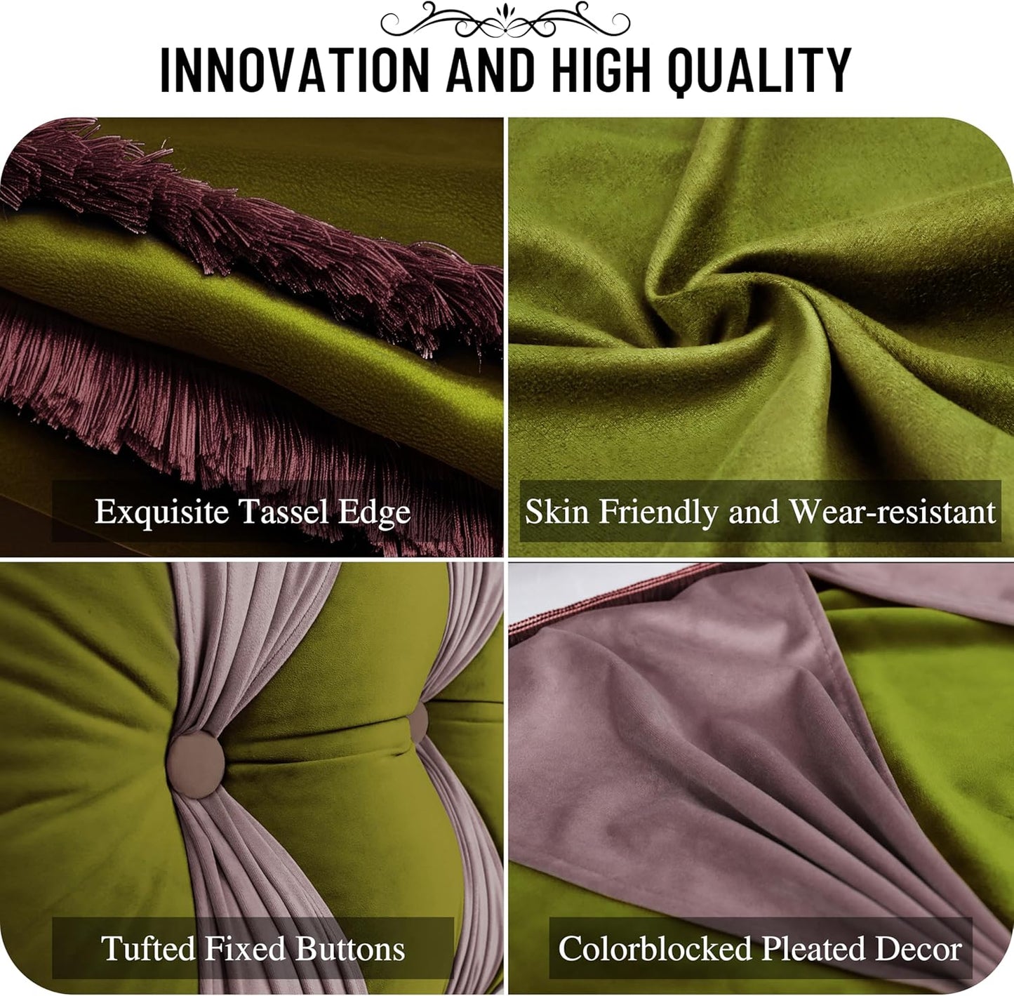 Triangle Reading Pillow Wedge Headboard Pillow Backrest Back Support for Queen Size Sitting Up in Bed Padded Headboard Wall Cushion Velvet Cover Green with Pink