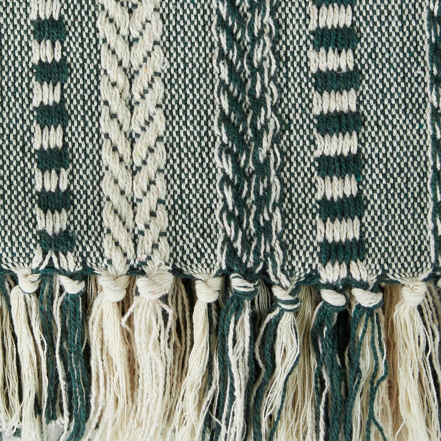 DII Braided Striped Decorative Throw Blanket, 50x60, Dark Green