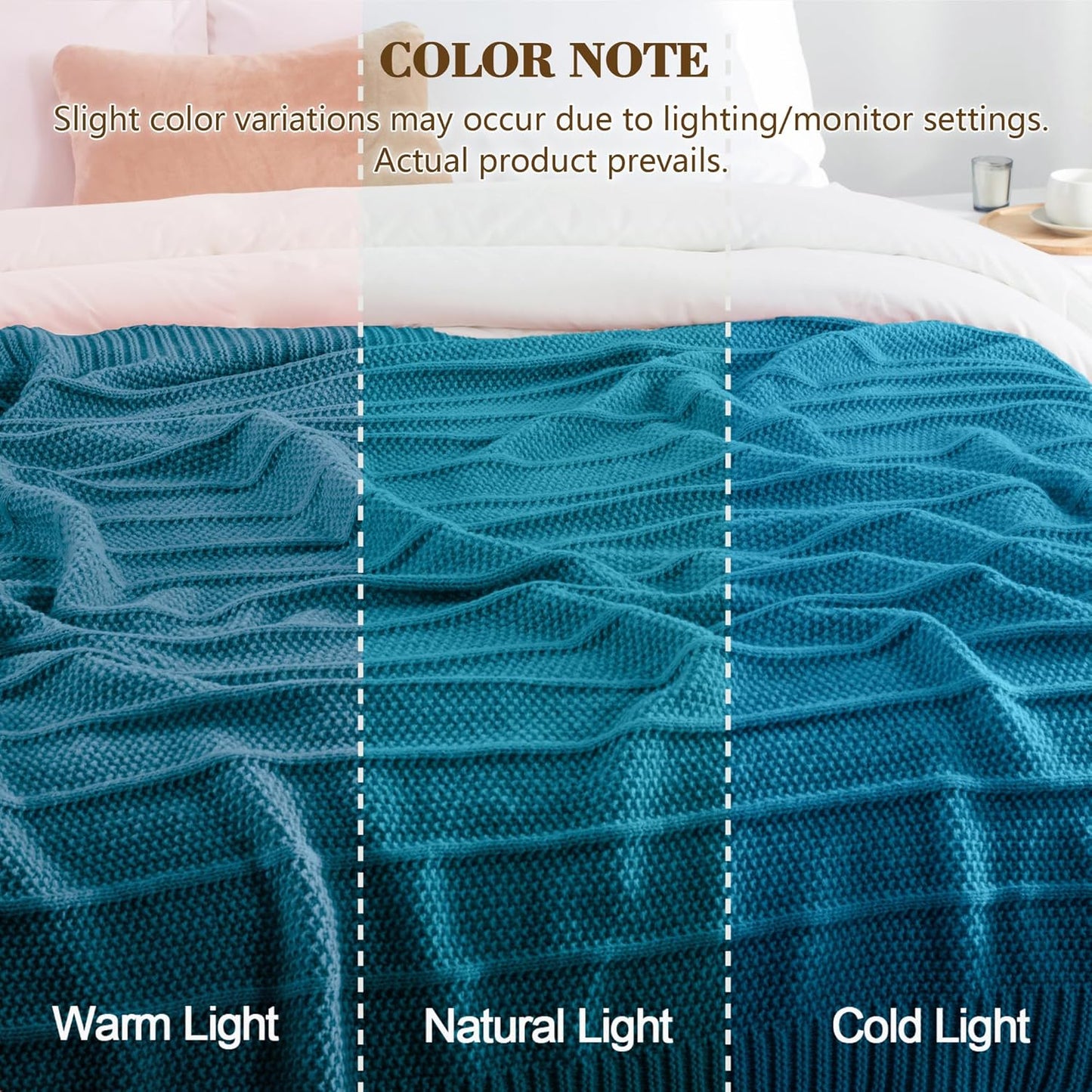 Carriediosa Knit Throw Blanket for Couch 50" X 60", Soft Cozy Stripe Pattern Cable Knitted Throws Fall Fluffy Textured Solid Home Decor Blankets Couch Cover for Bed Sofa, Teal
