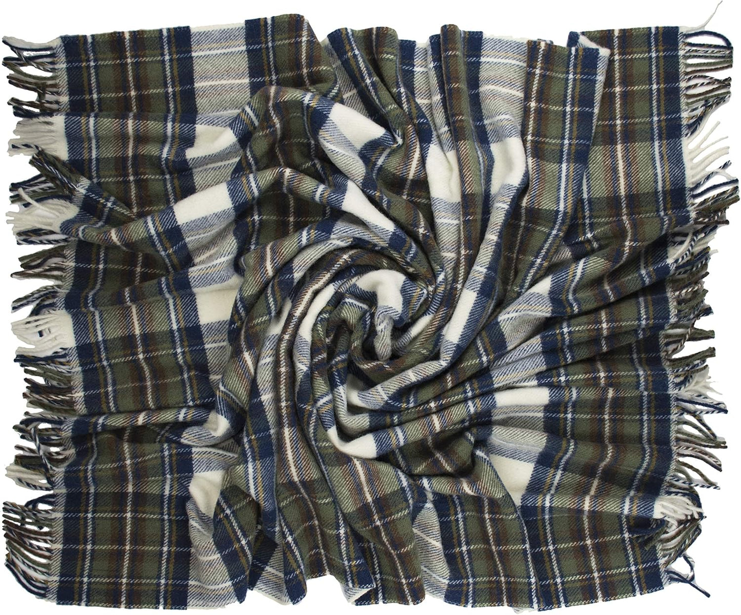 Prince of Scots Highland Tweeds 100% Pure New Wool Fluffy Throw ~ Muted Blue Dress Stewart ~