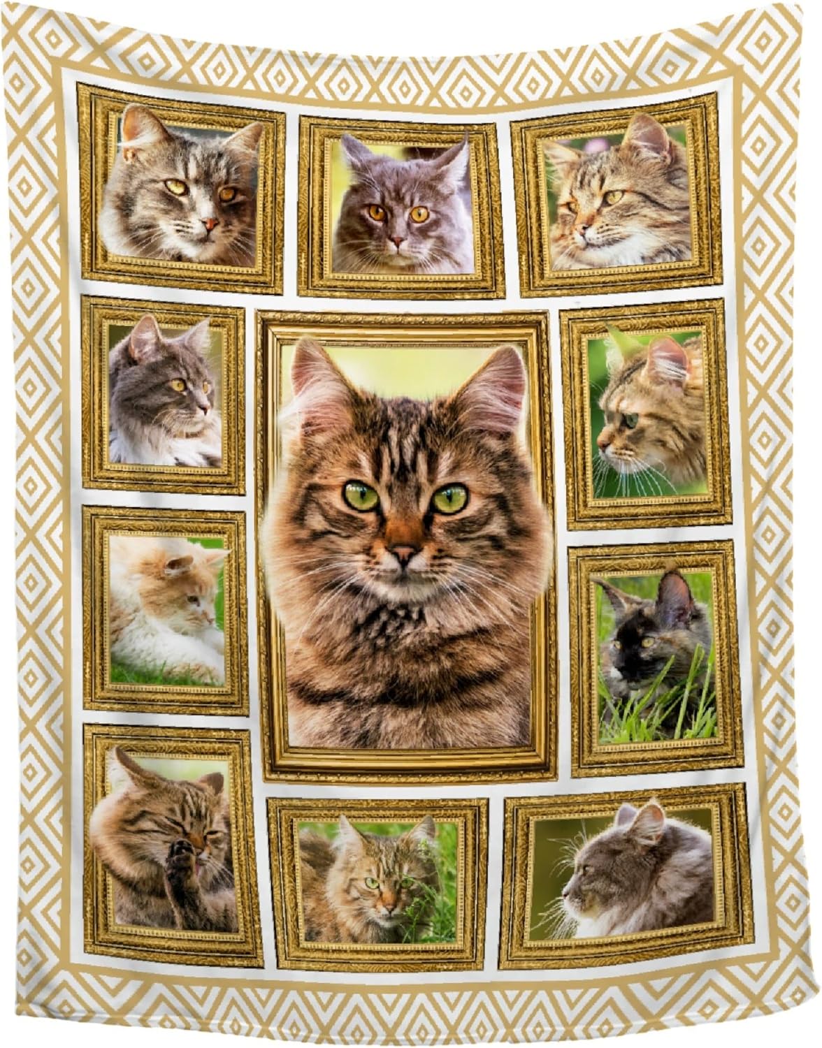 Maine Coon Cat Throw Blanket Super Soft Flannel Blanket Home Decor,Plush Fuzzy Cozy Lightweight Bed Quilt Blanket for Couch Bed Sofa All Season,40"x50"-Kids/Throw Size