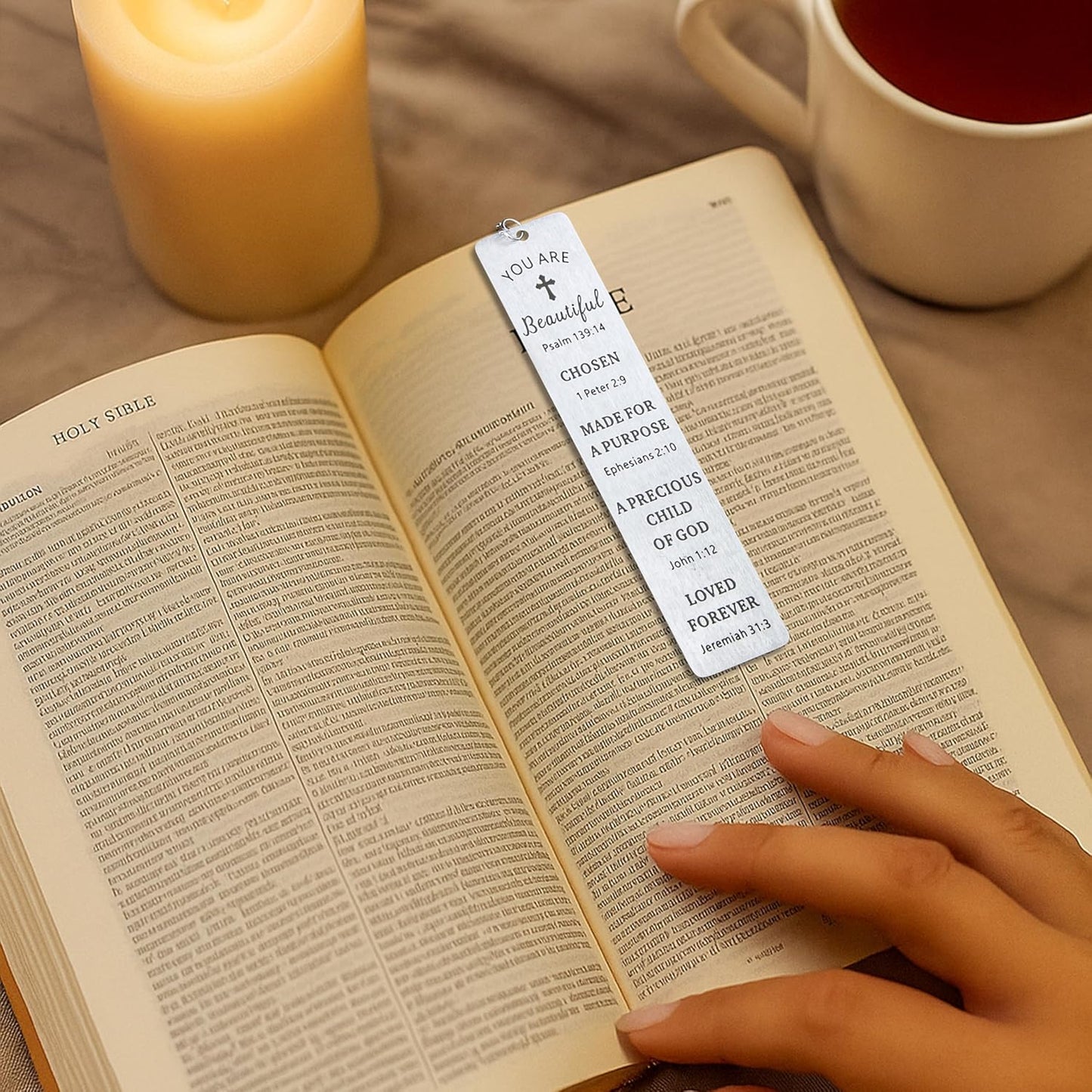Bible Bookmark Metal Bookmarks Christian Gift for Women Men Girls Boys Baptism and First Communion Graduation and Back to School Religious Inspirational Scripture Verse Bookmark for Book Lovers