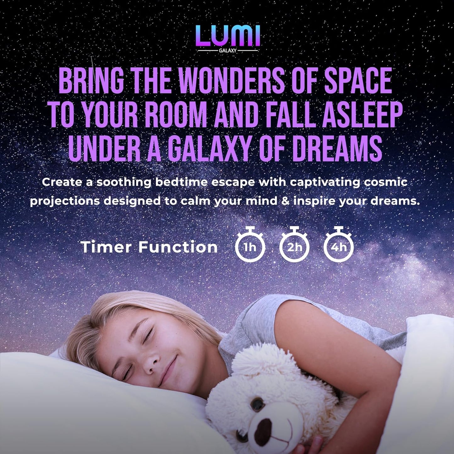 Lumi Galaxy Projector – Star Projector Galaxy Light with 12 HD Film Discs, 360° Rotating Planetarium Room Lights for Bedroom Ceiling, Night Lights for Kids, Northern Lights Projector