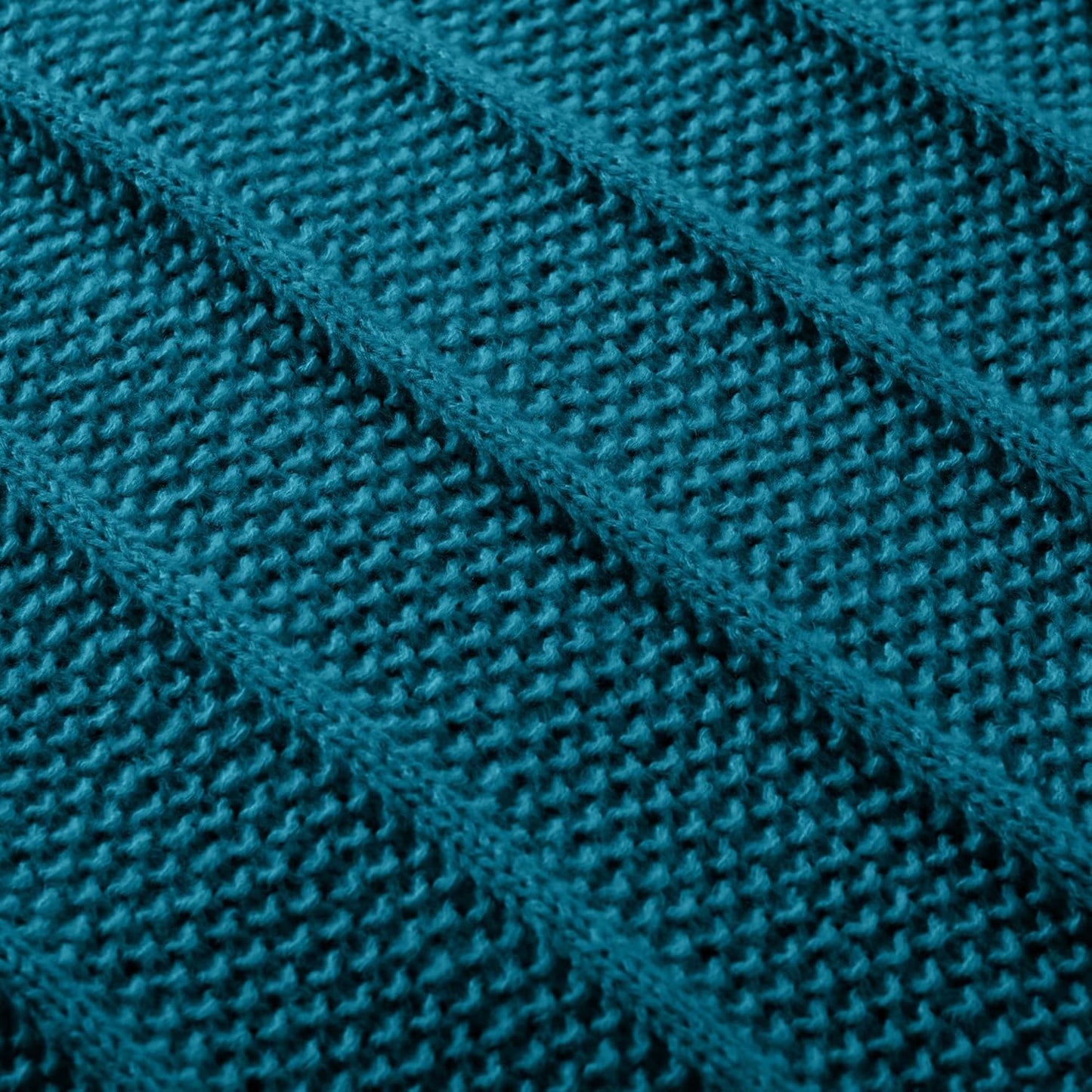Carriediosa Knit Throw Blanket for Couch 50" X 60", Soft Cozy Stripe Pattern Cable Knitted Throws Fall Fluffy Textured Solid Home Decor Blankets Couch Cover for Bed Sofa, Teal