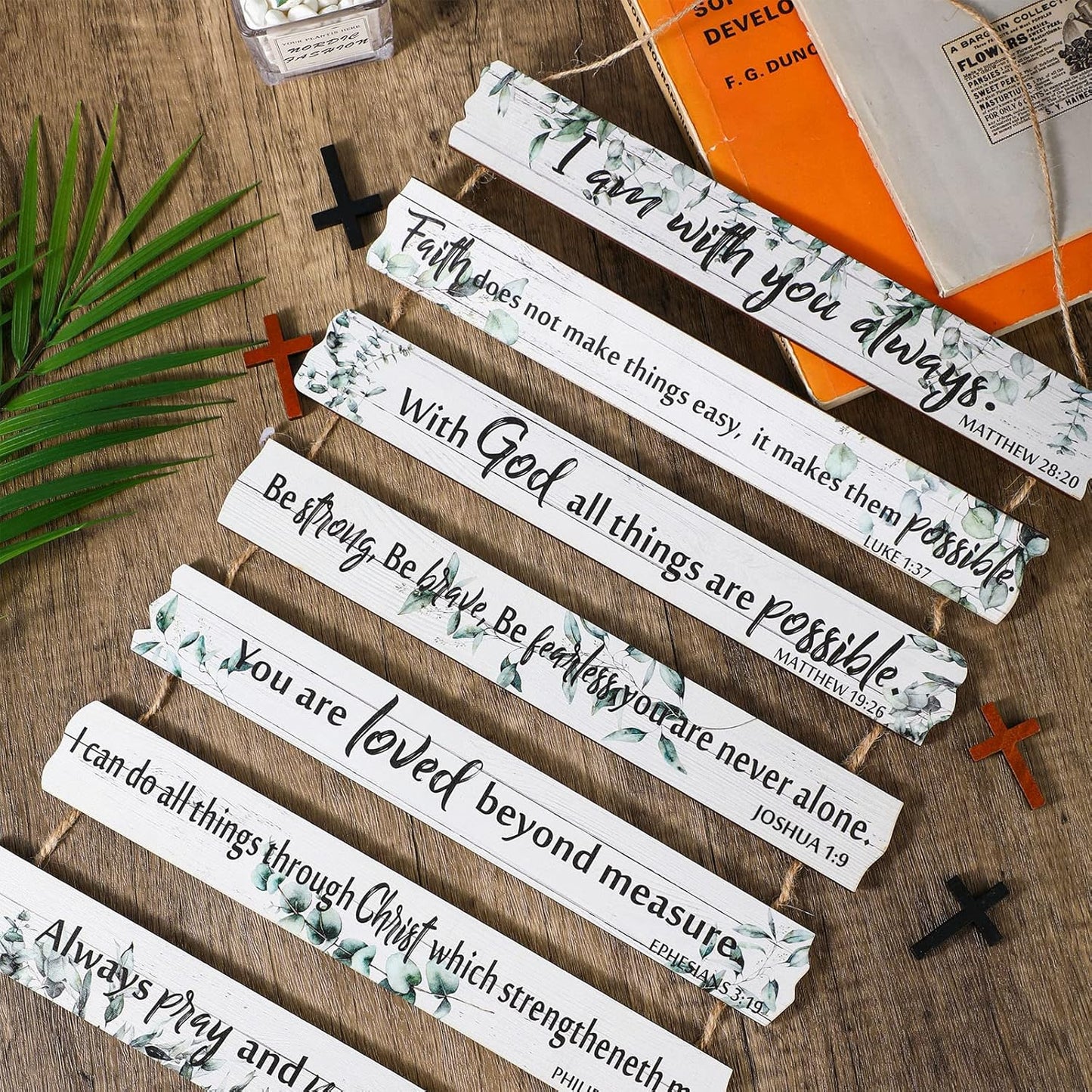 Rustic Wooden Wall Art with Bible Verse Christian Inspirational Wall Decor for Church Office Home Bathroom Living Room Kitchen