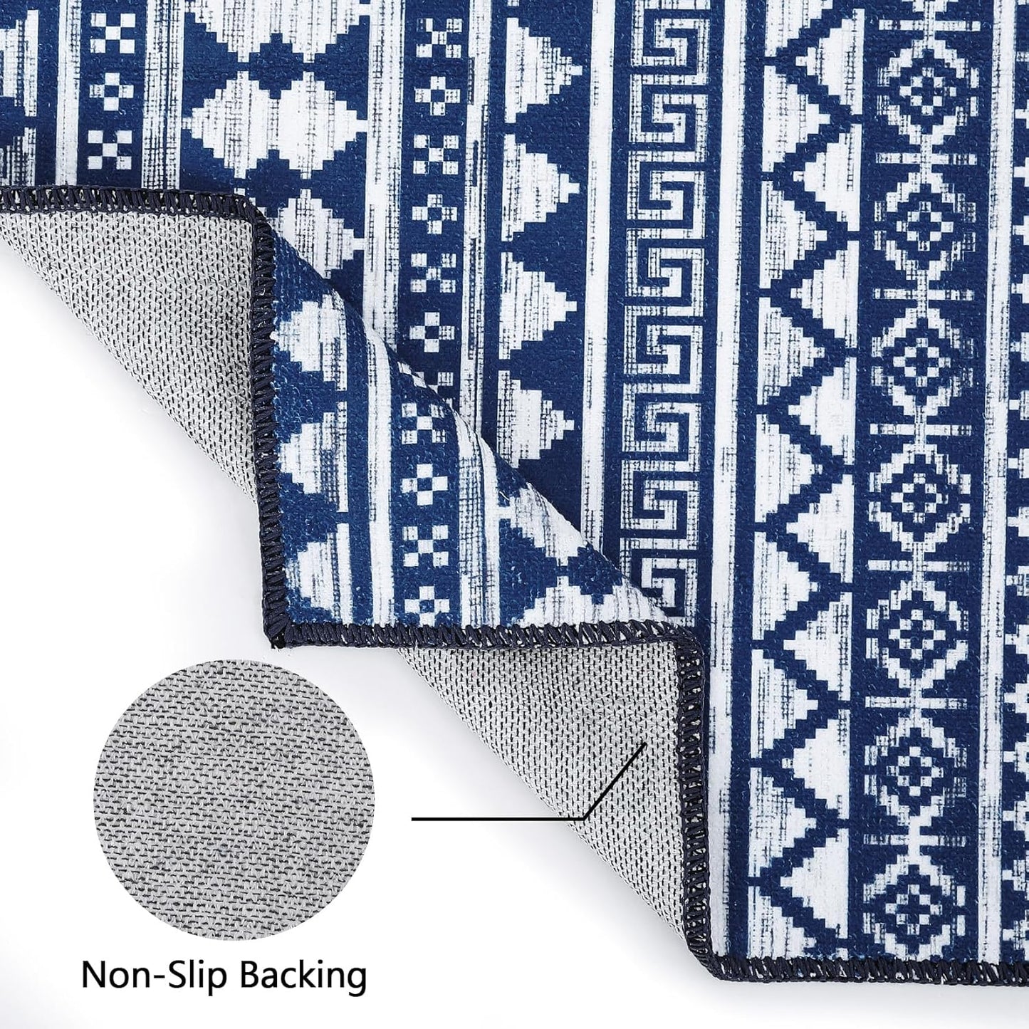 WESTLOOM 9x12 Large Living Room Rug Washable Rug Indoor Non-Slip Boho Rug Moroccan Rug Stain Resistant Geometric Carpet for Bedroom Home Office, Blue