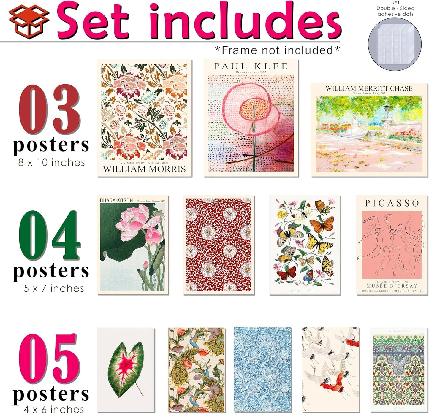 MAZUKO Eclectic Wall Decor, Flower Posters for Room Aesthetic, Boho Wall Art Prints, Unique Vintage Wall Decor Aesthetic Home Decor Bedroom Living Room 12pcs - UNFRAMED
