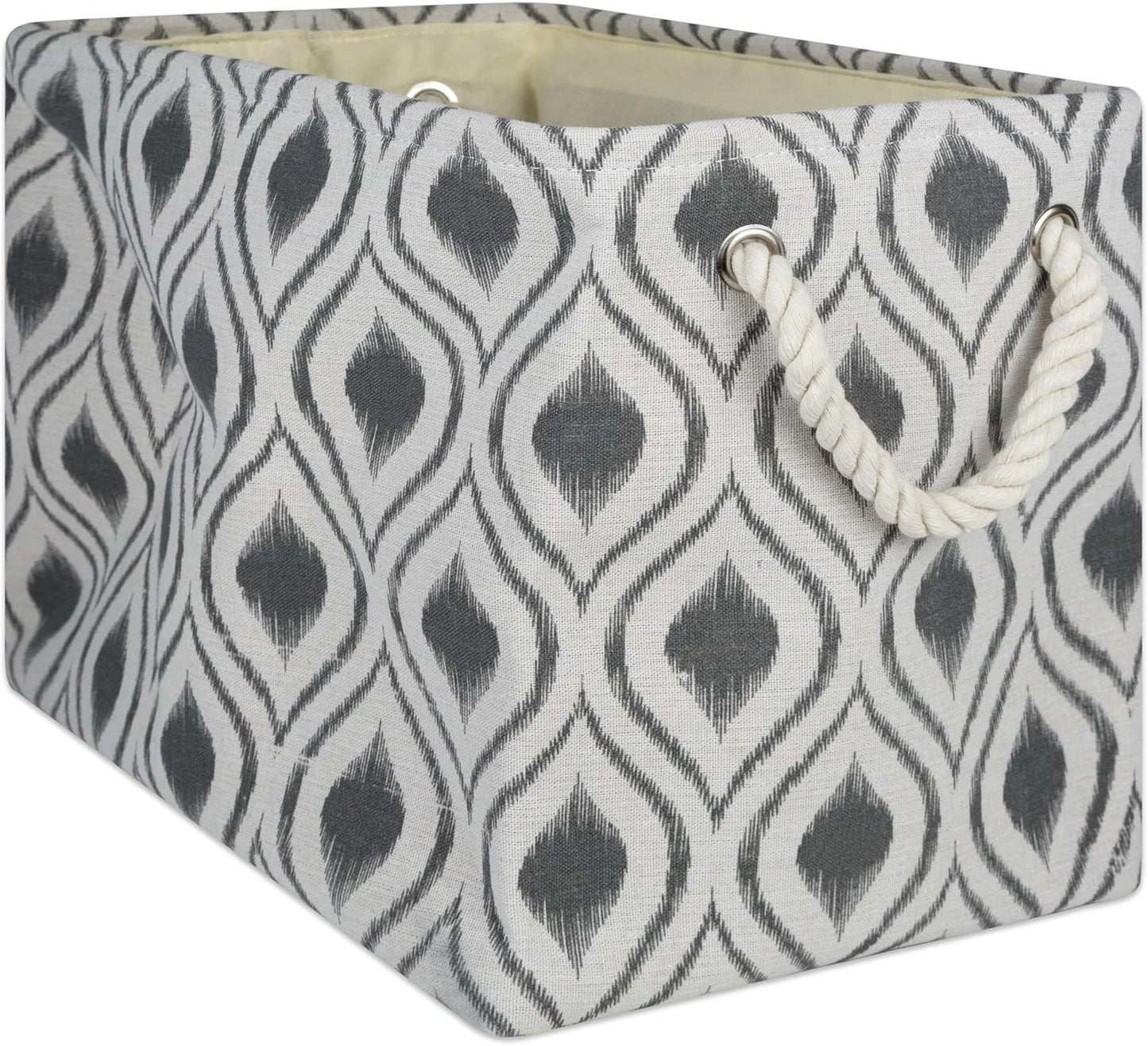 DII Polyester Container with Handles, Ikat Storage Bin, Medium, Mineral Gray