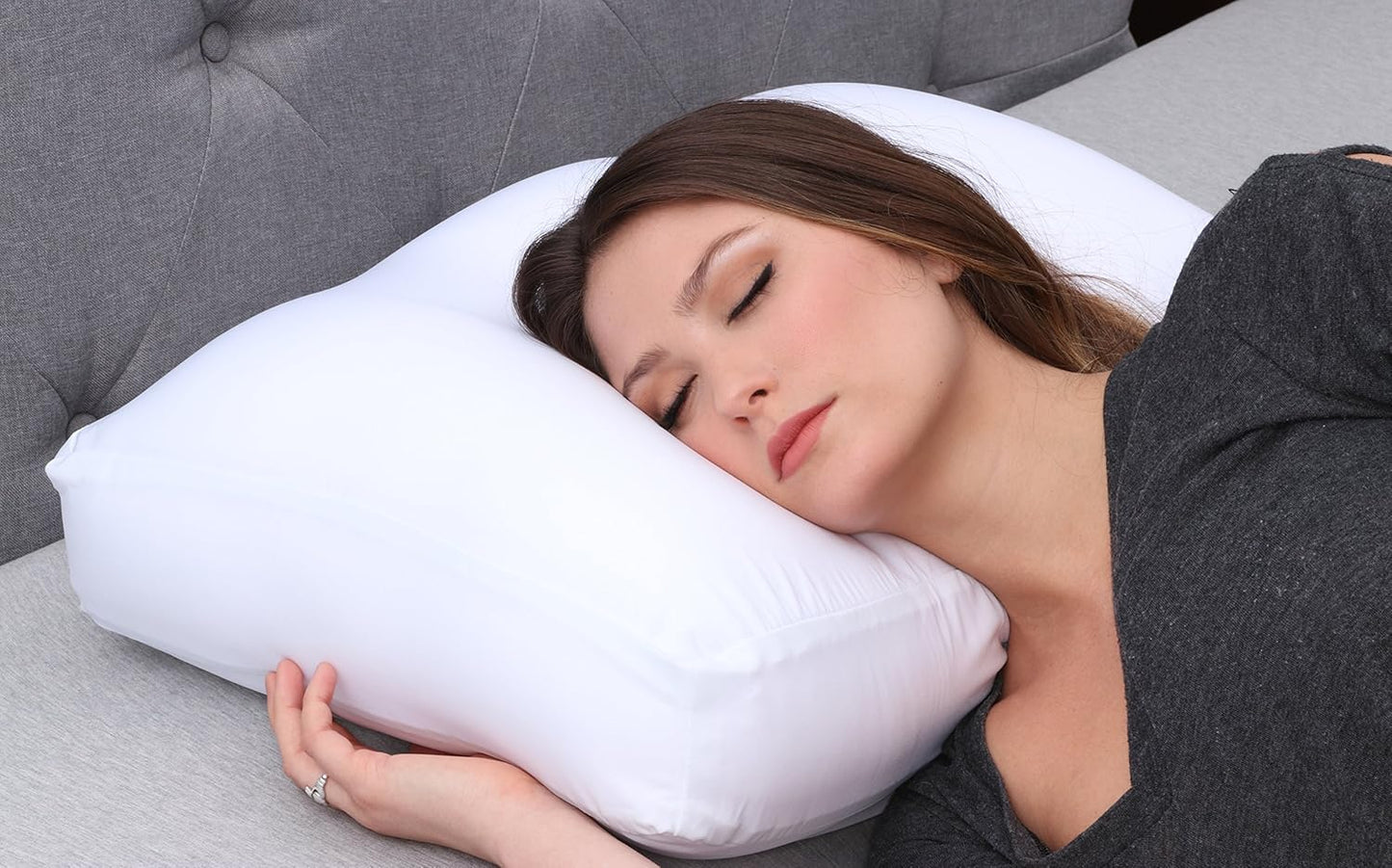 Deluxe Comfort MicroBead Cloud Pillow - Feels Like Sleeping on a Cloud with a Firm Hold - Contour Cloud Pillow to Keep Your Head In Place - Removable Zipper Cover - Bed Pillow (20.5L x 12.5W x 5H), Small