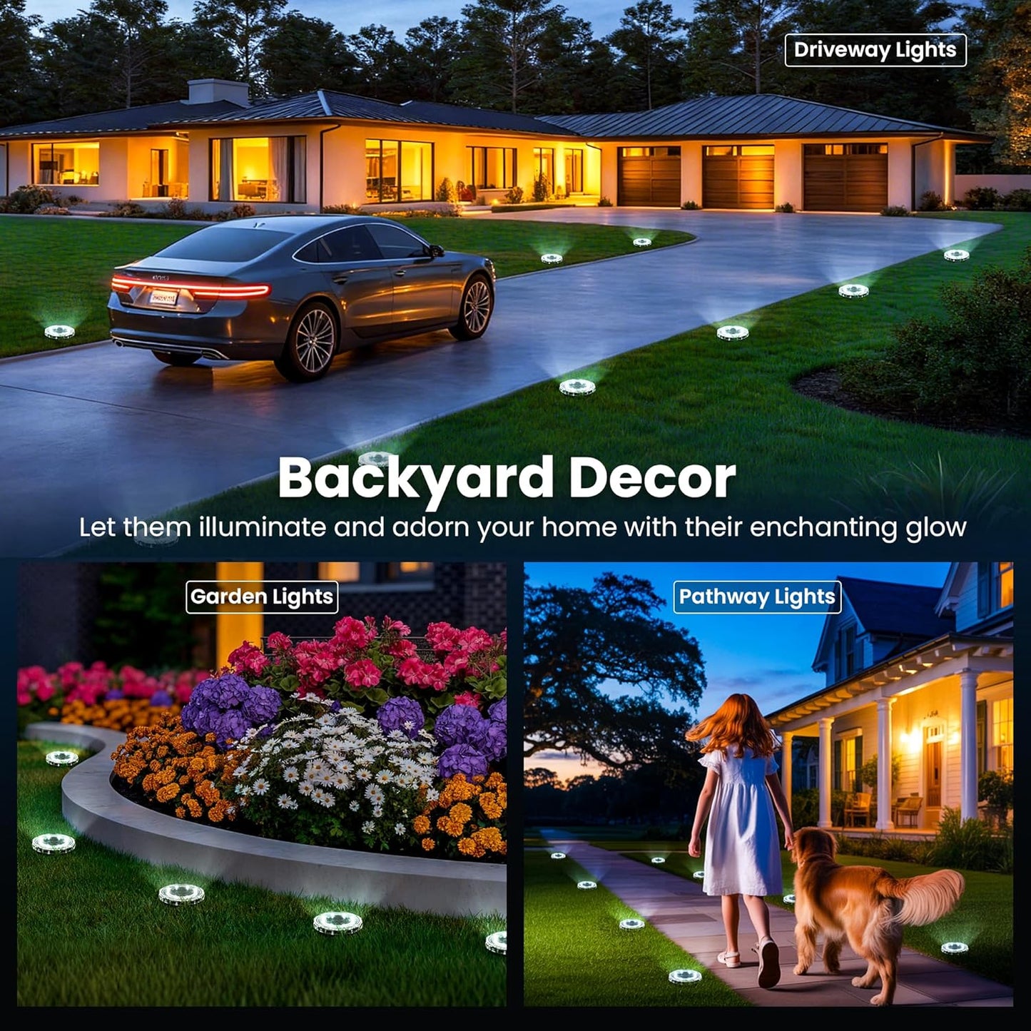 SOLPEX Solar Ground Lights 12 Pack, Solar Pathway Lights Outdoor Waterproof, Landscape Lighting for Garden, Walkway, Driveway, Yard, Deck, Patio, Swimming Pool (Cool White)