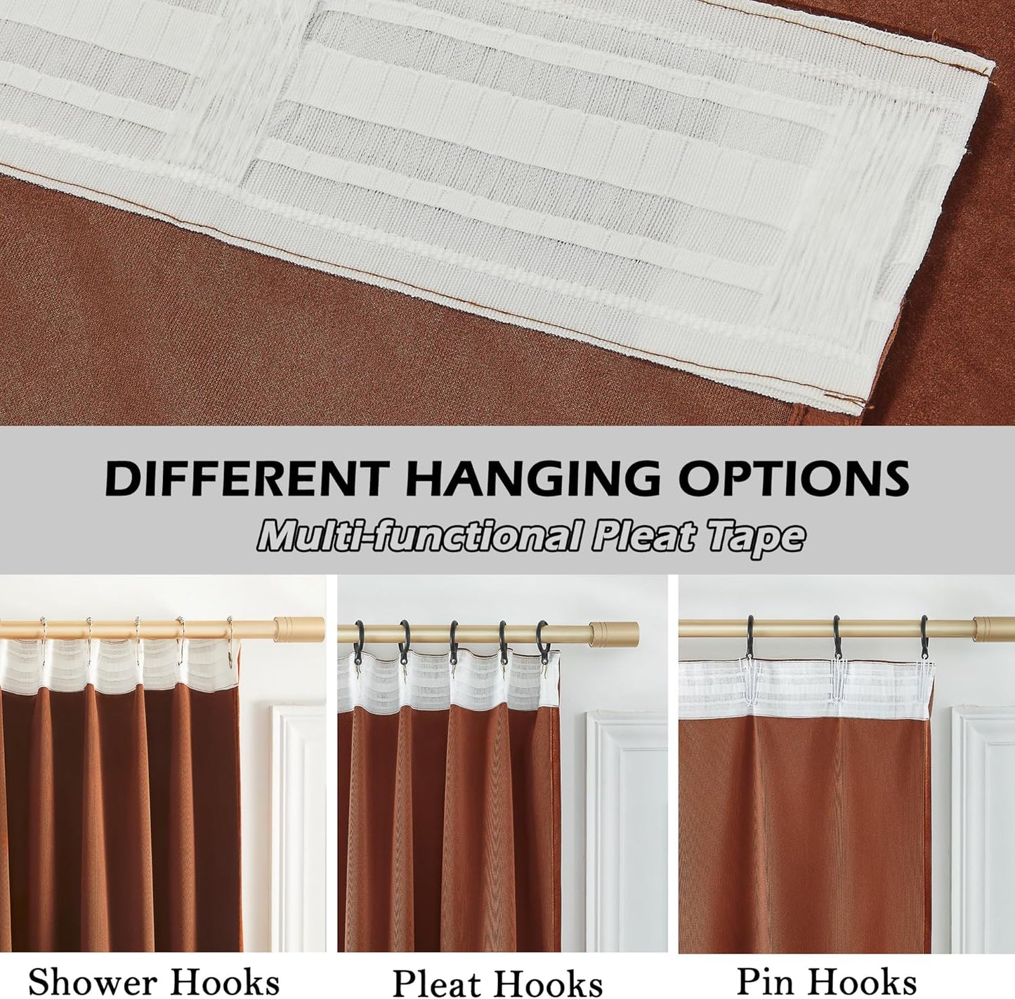 Timeper Burnt Orange Velvet Curtains - Light Blocking Luxury Fall Curtains for Nursery Bedroom Decor, Back Tab & Rod Pocket Privacy Window Treatment Set for Gallery/Store, W52 x L72, 2 Panels