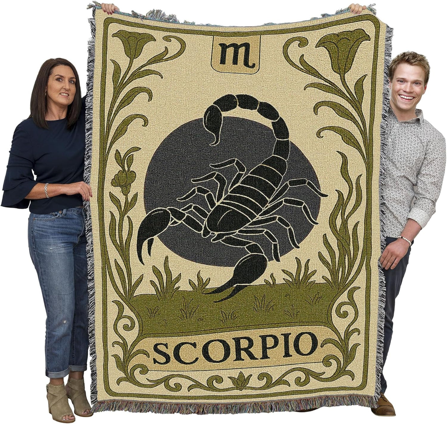 Pure Country Weavers Scorpio Botanical Blanket - Gift Cotton Tapestry Throw - Made in The USA - 72" x 54"