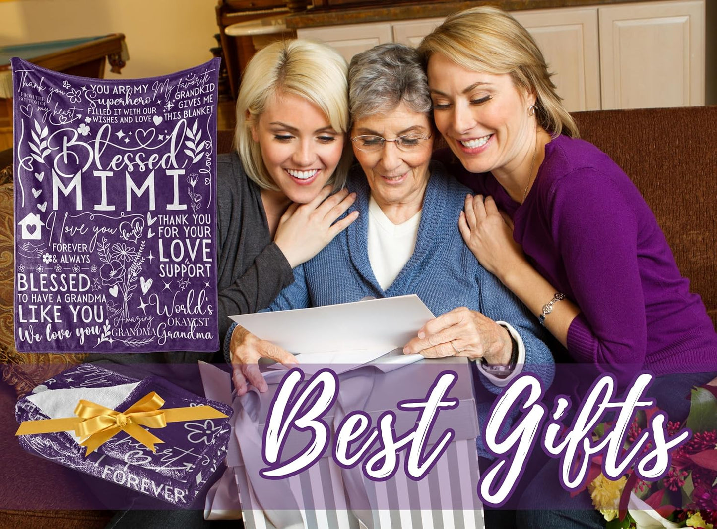 Mimi Gifts for Grandma on Mothers Day, Soft Flannel Blanket, 65 x 50 inches