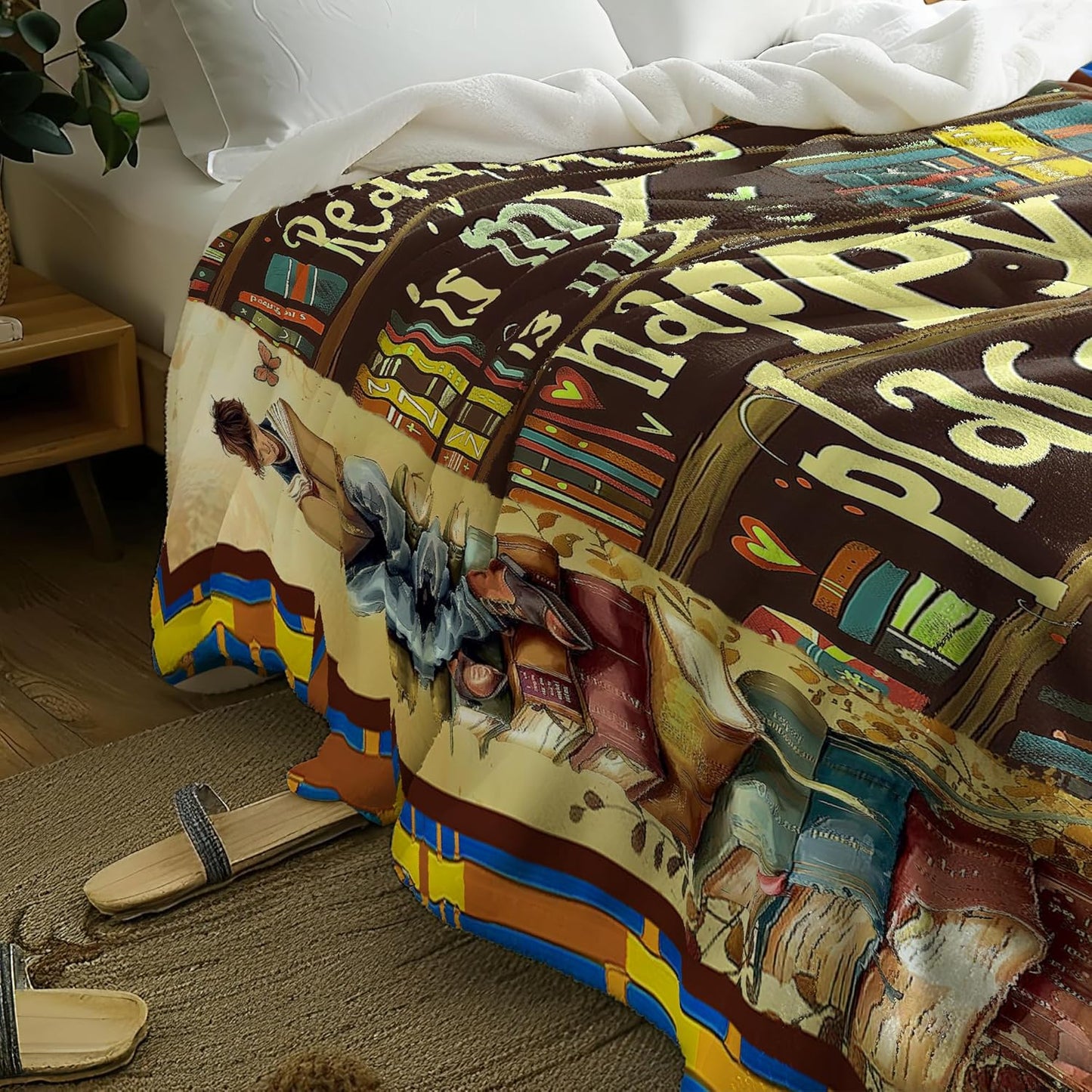 Book Lovers Throw Blanket, Super Soft Cozy and Warm Flannel Bedding Blanket, 50x40 Inch for Readers
