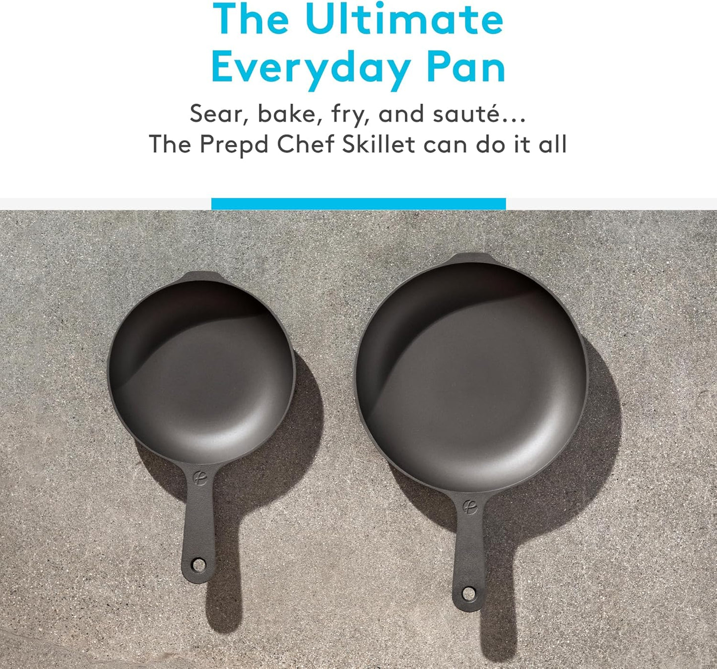 Chef Skillet - Lighter, Smoother, Naturally Nonstick, Preseasoned, Oven Safe, Cast Iron Skillet (Prepd Chef Skillet (8" + 10" Set))