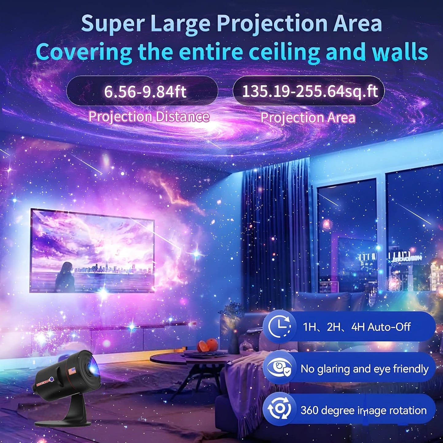 [2025 8th Gen] Star Projector, Galaxy Projector for Bedroom Night Light with Timer, Solar System Realistic Space Planetarium Projector Moon Lamp, Room Decor for Ceiling Kids Adults