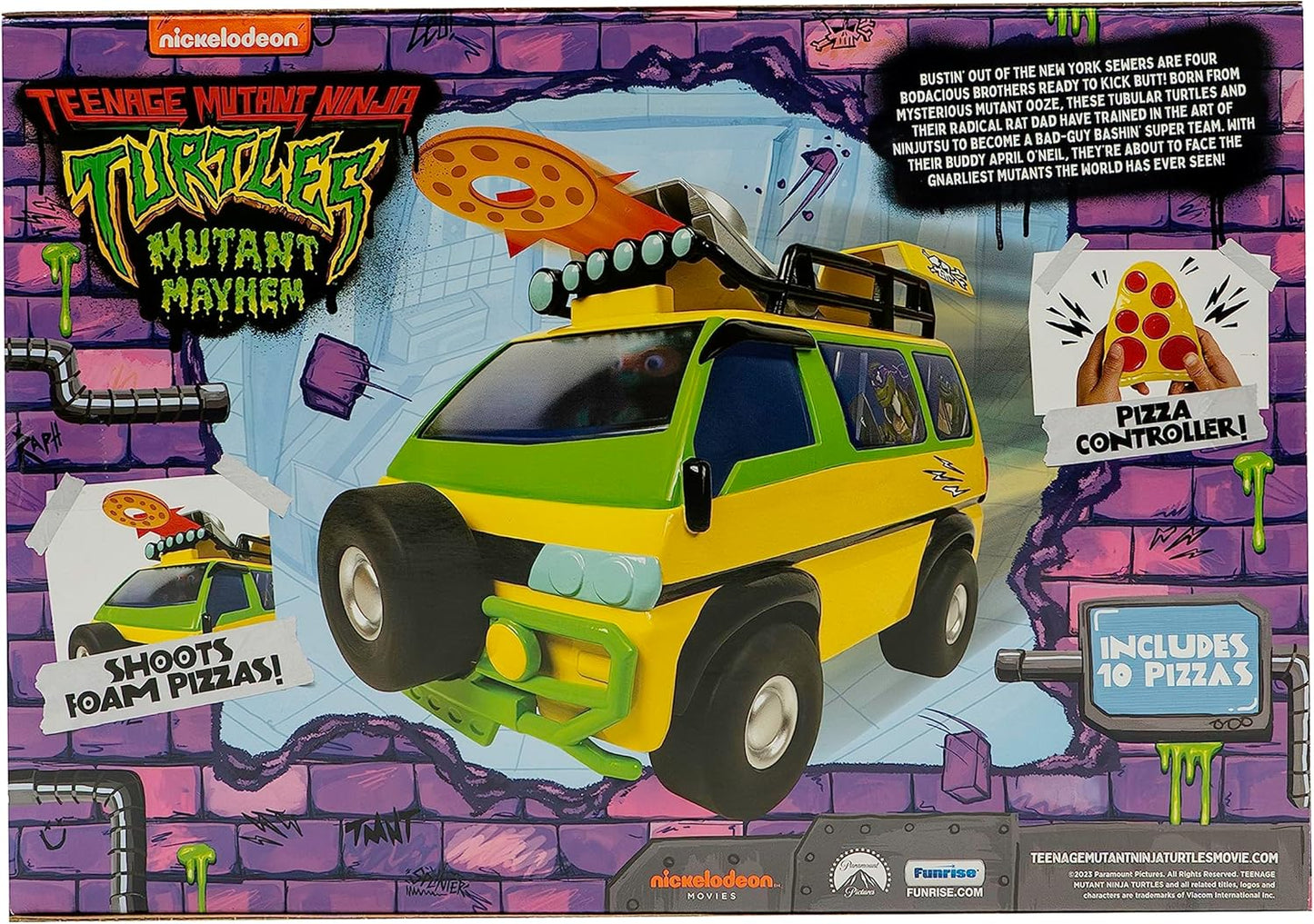 Teenage Mutant Ninja Turtles Toy, Pizza Blaster RC Vehicle with 6 Foam Pizza Launchers, TMNT Remote Control Toy for Kids, Mutant Mayhem, Ages 5+